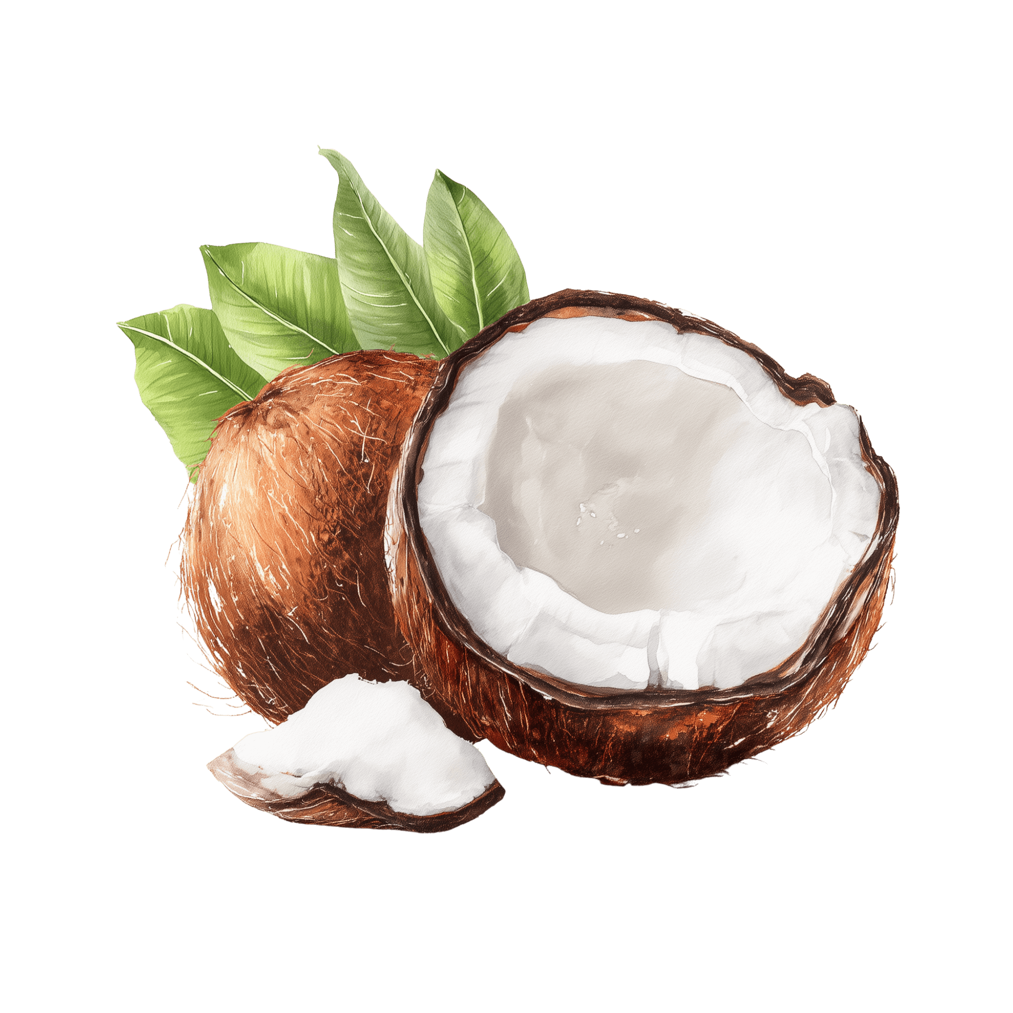 Watercolor-style illustration of an argan branch with pale green leaves and three argan fruits, plus a cracked nut below, on a black background.