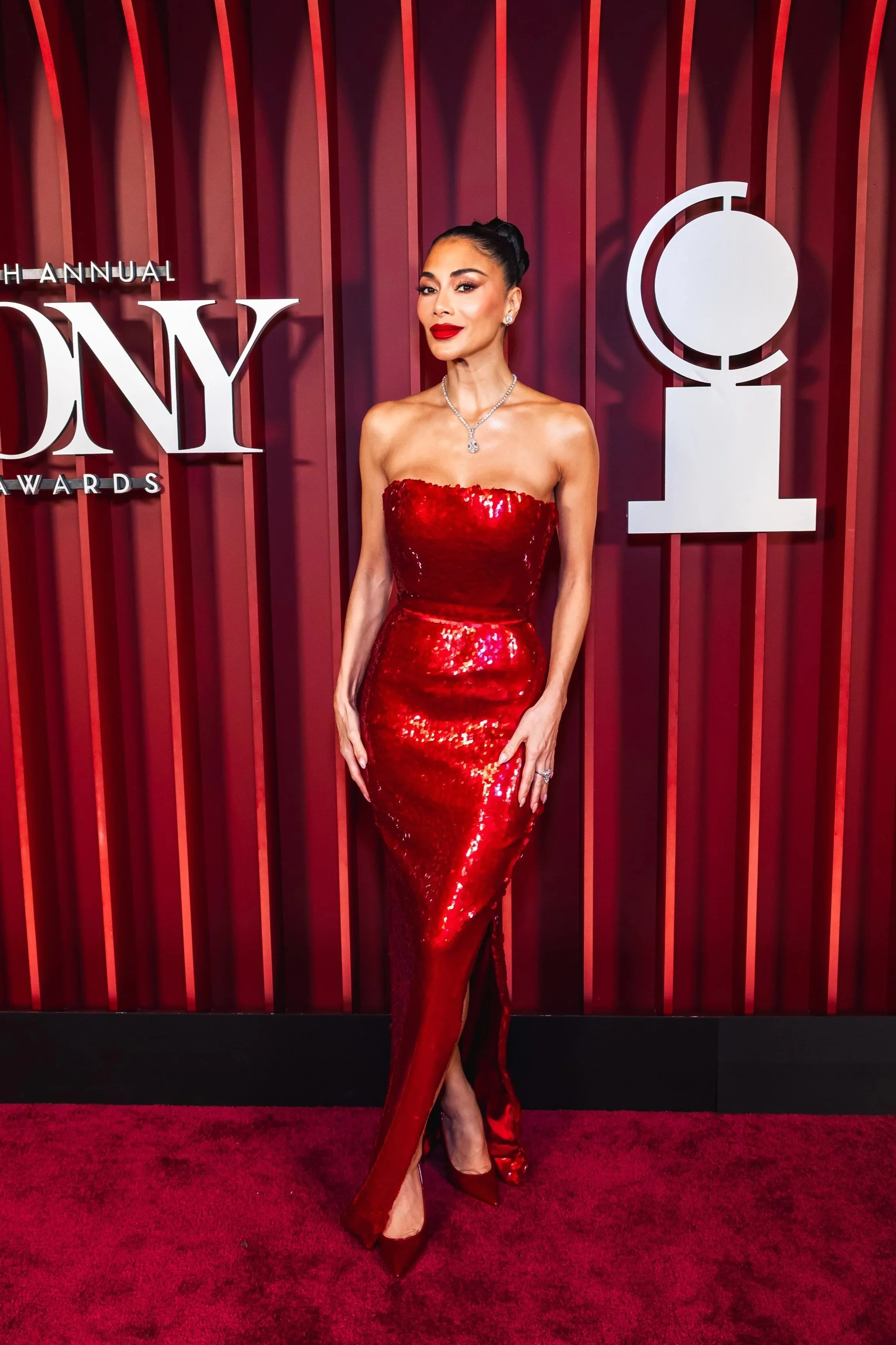 Nicole Scherzinger on the Tony Awards red carpet. 