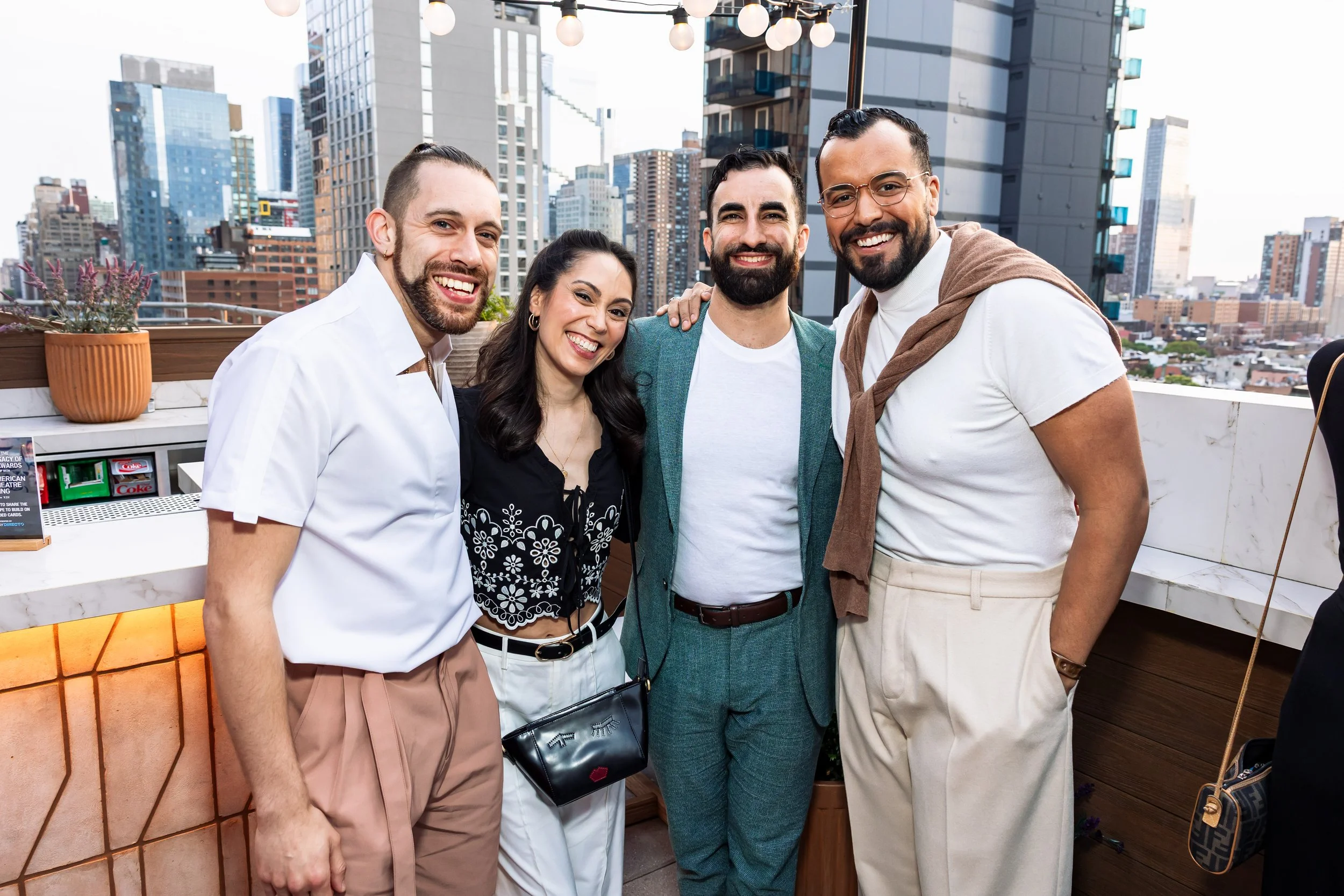 David Cumming, Claire-Marie Hall, and Brandon Contreras with an influencer at an outdoor event 