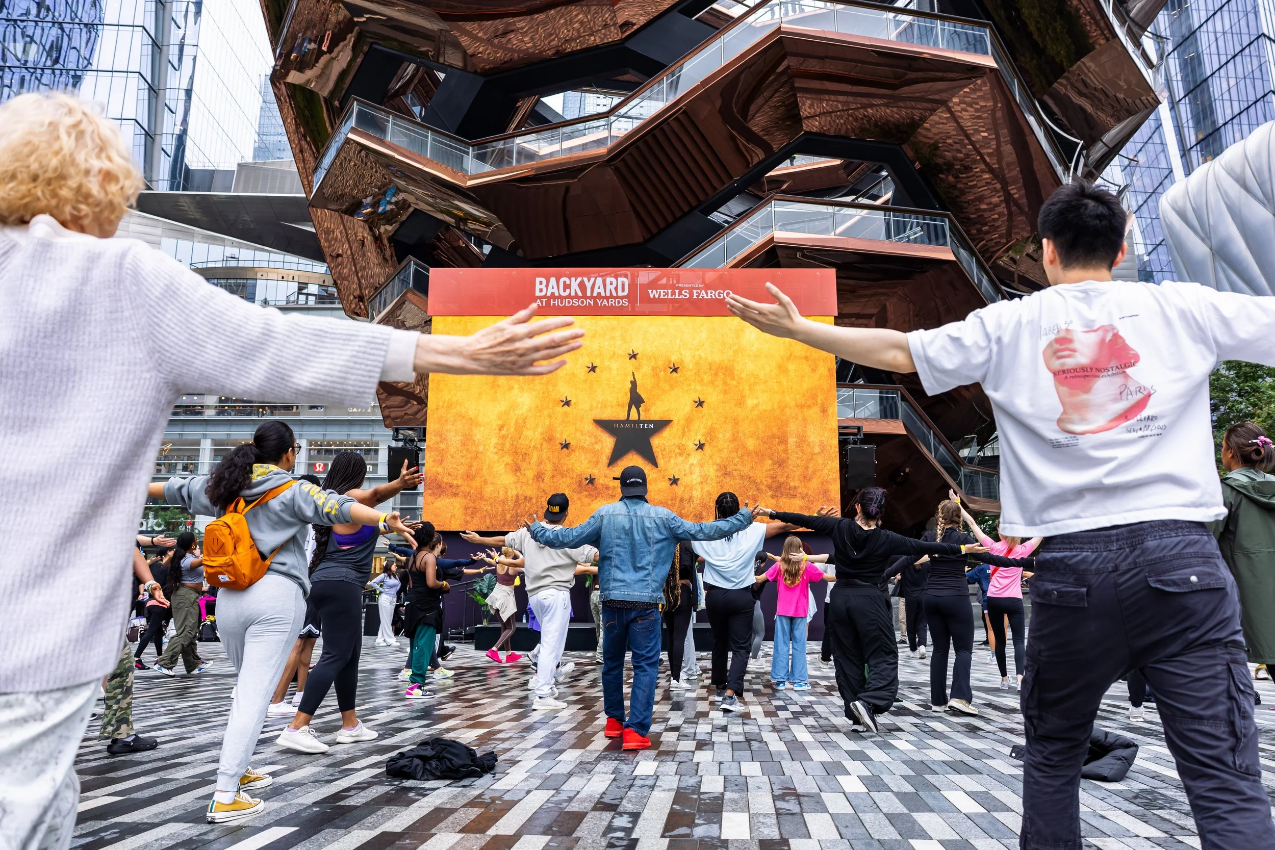 A Hamilton dance class at The Vessel in Hudson Yards for the Hamilten anniversary 