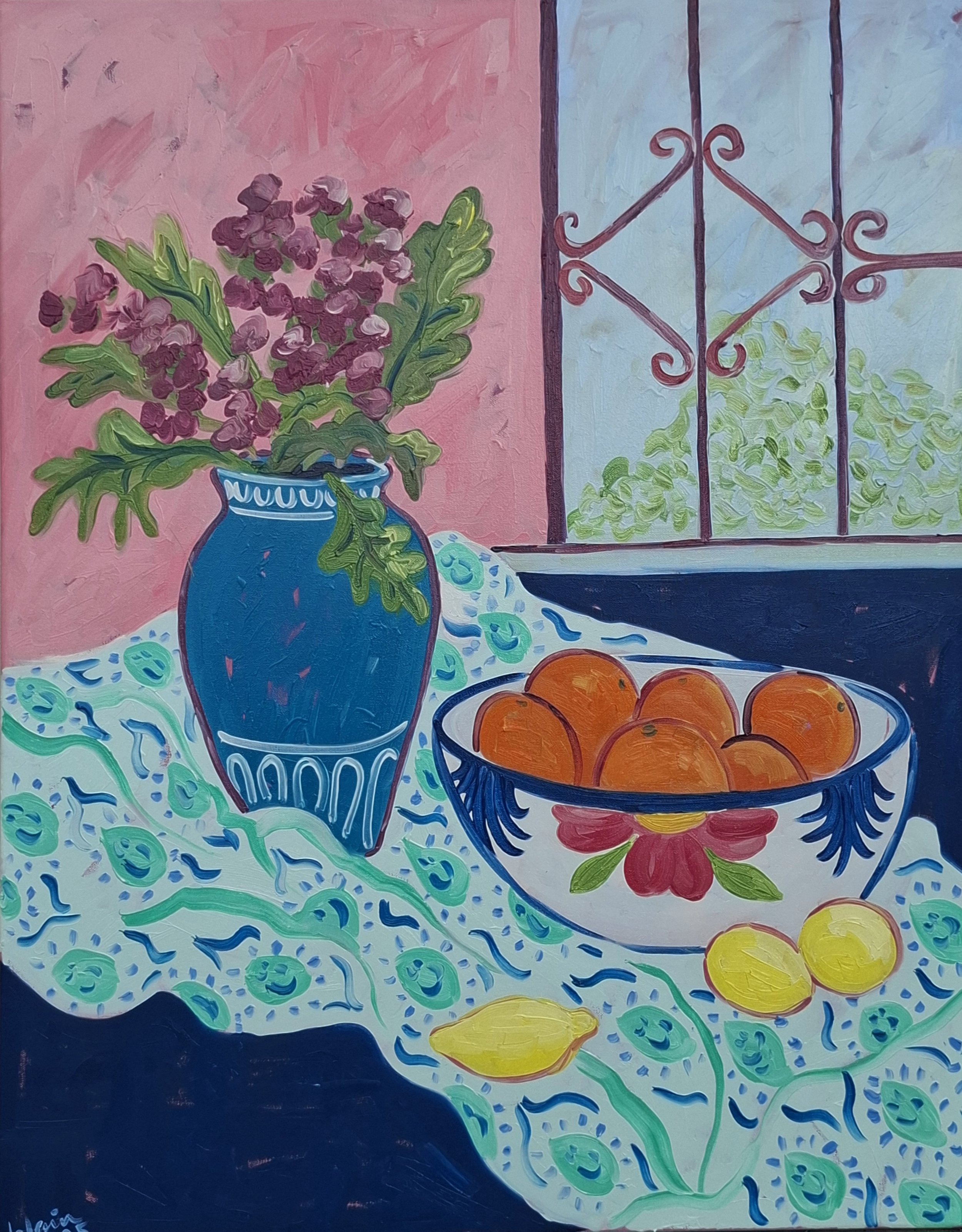 Still Life with Oranges and Window View