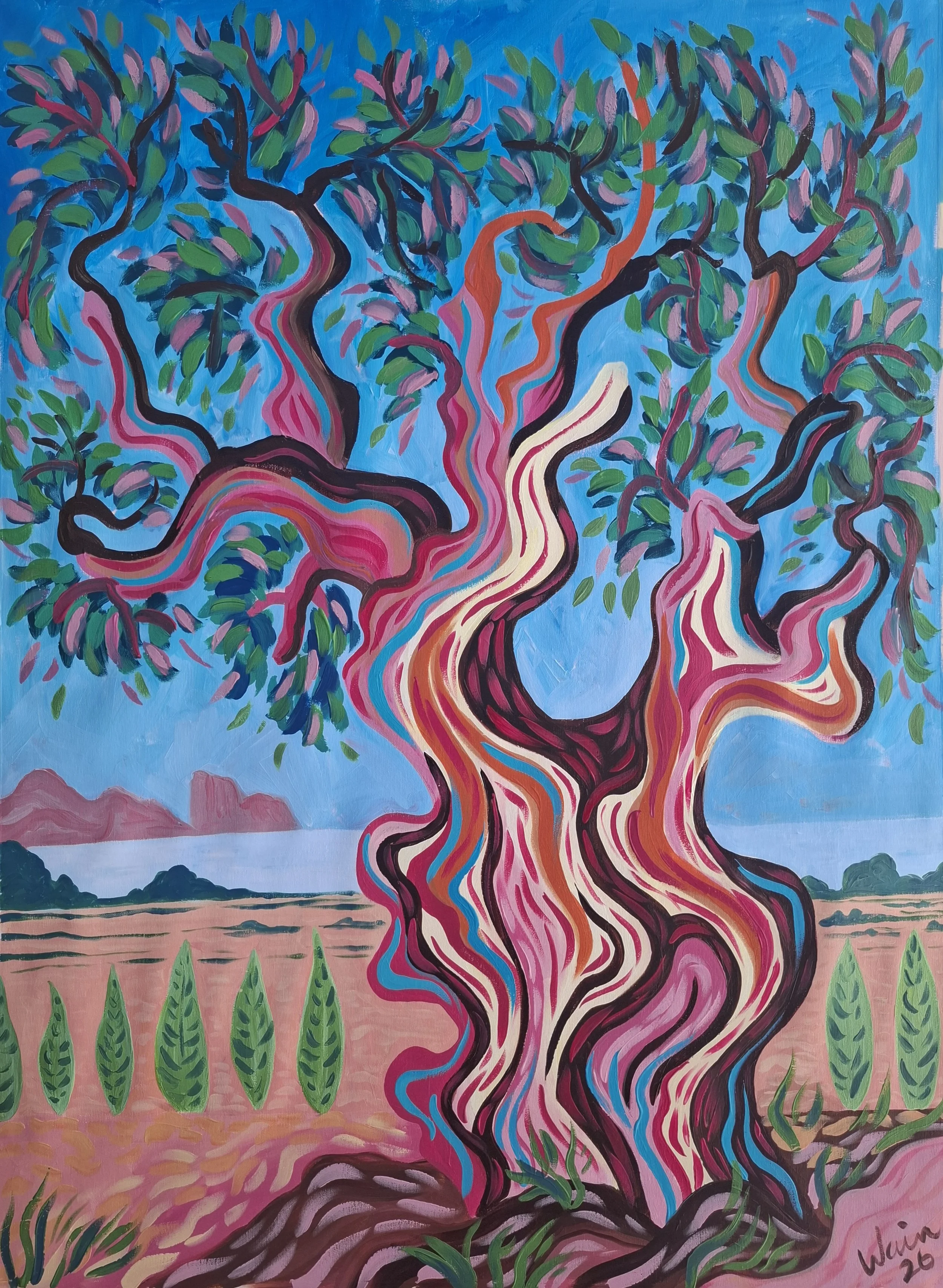 Olive and Penon de Ifach, Acrylic on canvas, 71x98cm 