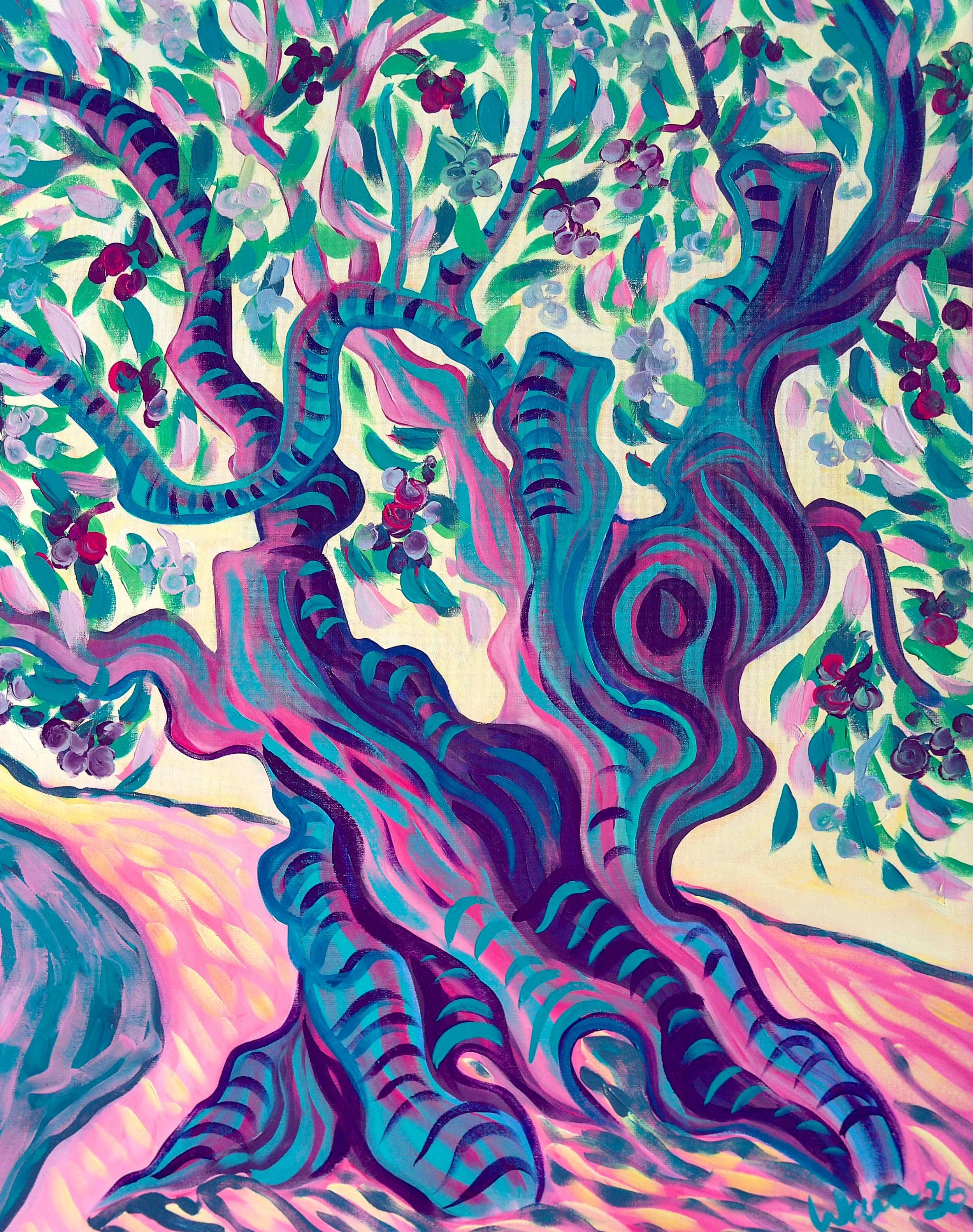 Marina Baixa Olive 70x89.5cm acrylic on canvas, 2026