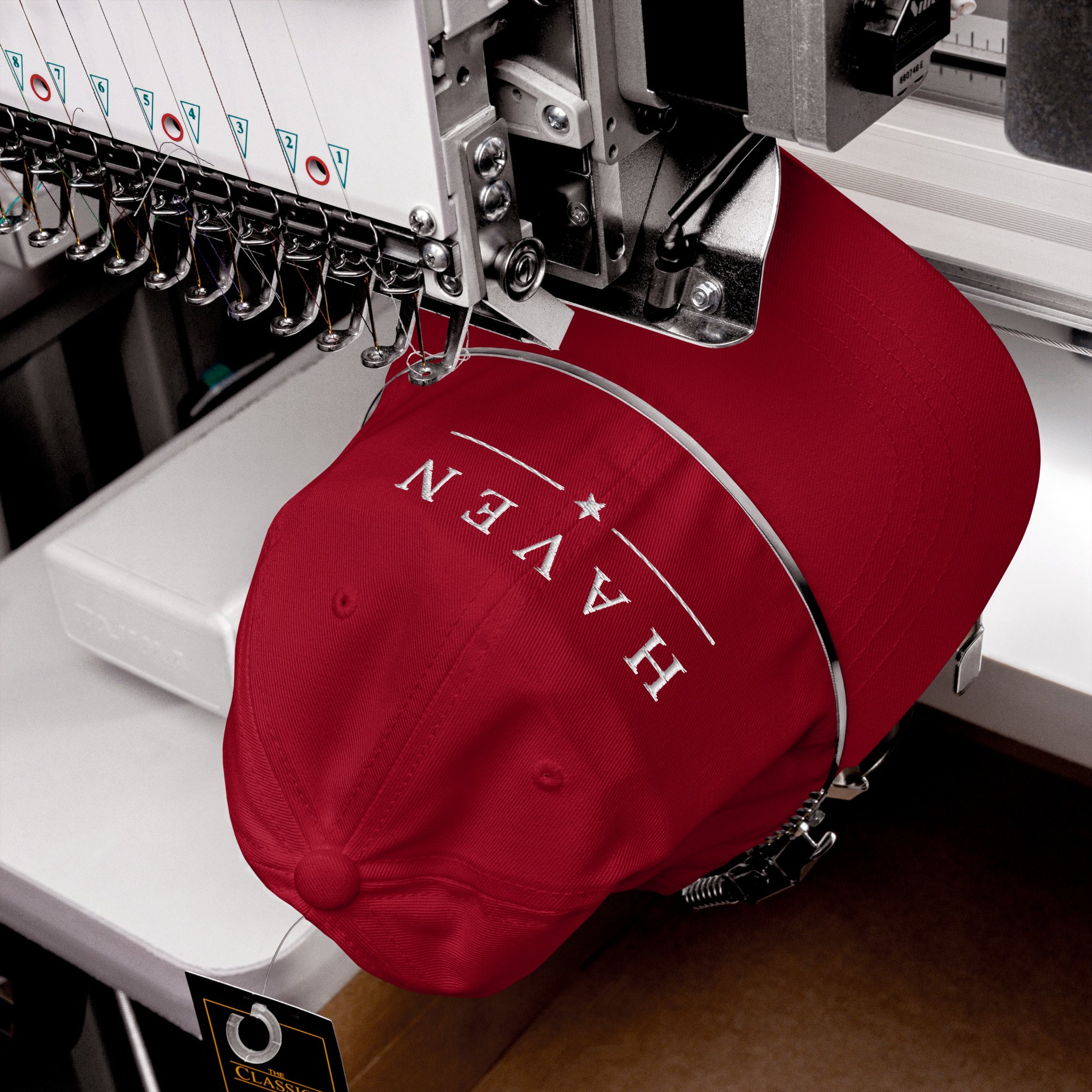 HAVEN™ White Embroidery on Red Baseball Cap