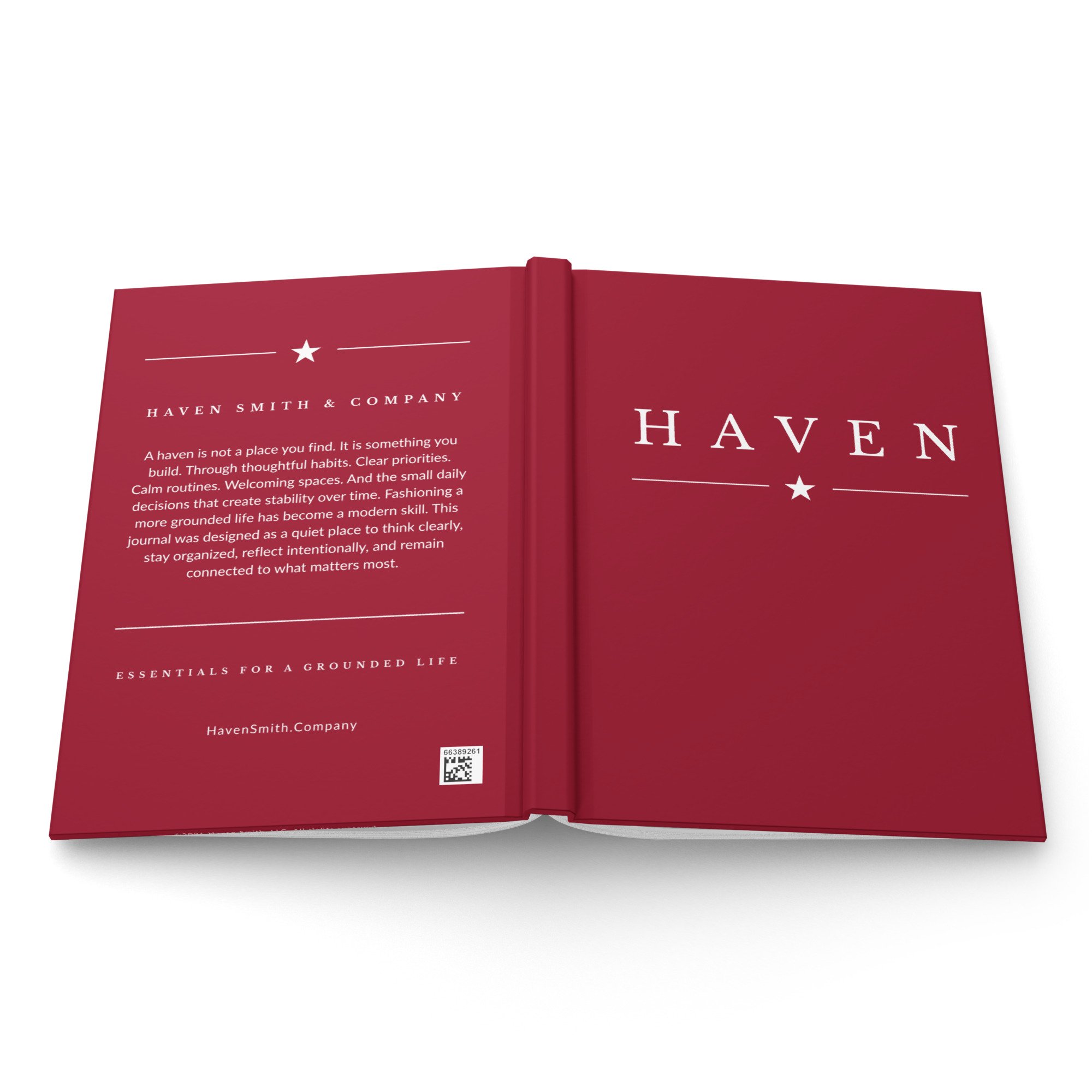 HAVEN™ White on Red Hardcover Journal