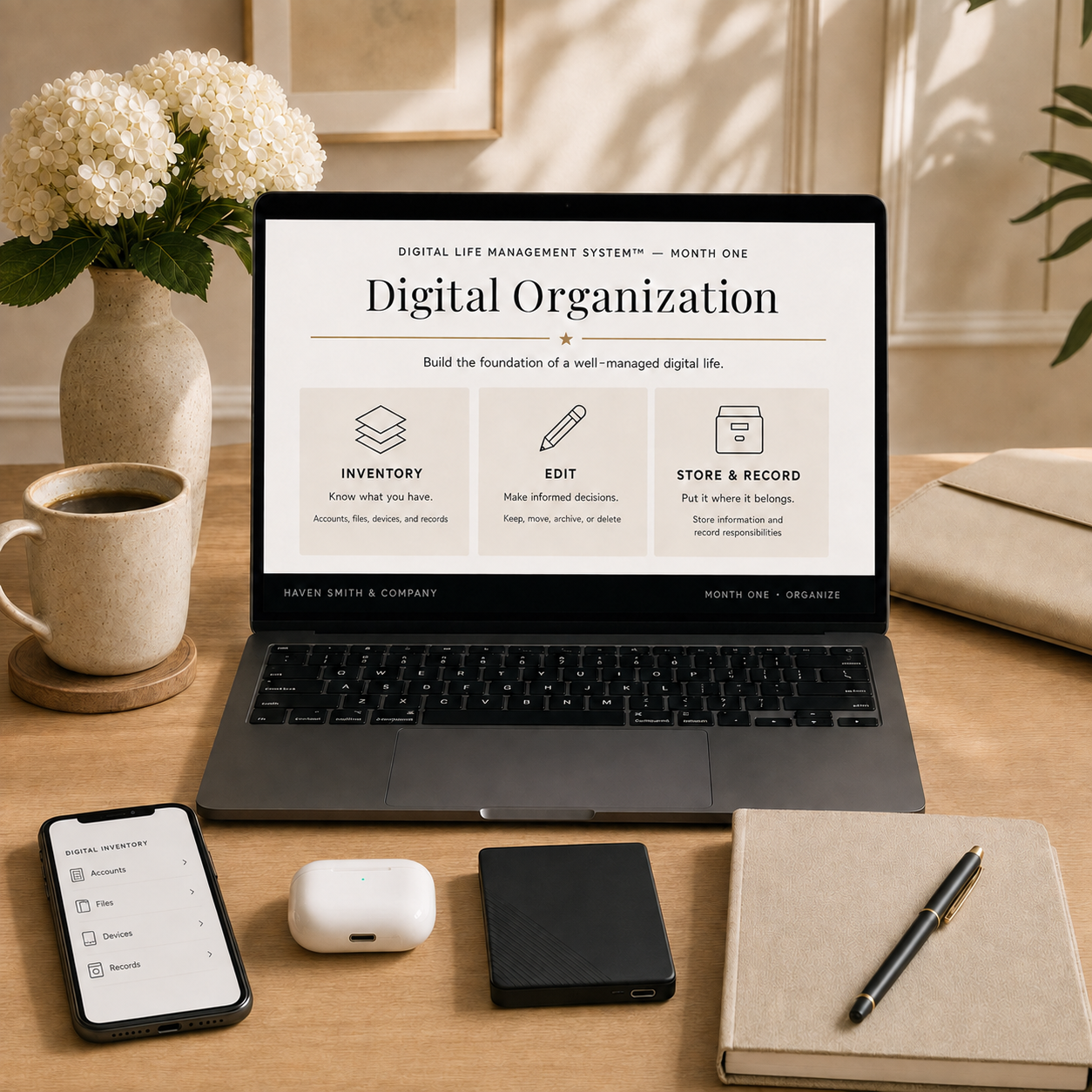 A Practical Digital Organization Course for Accounts, Files, Devices, and Records
