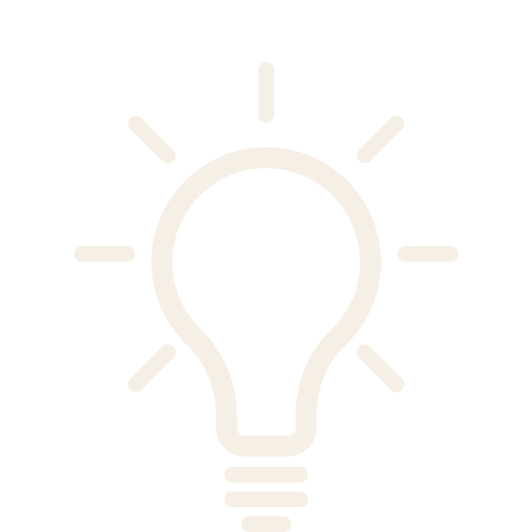 Icon of a lightbulb with rays indicating illumination, on a black background.