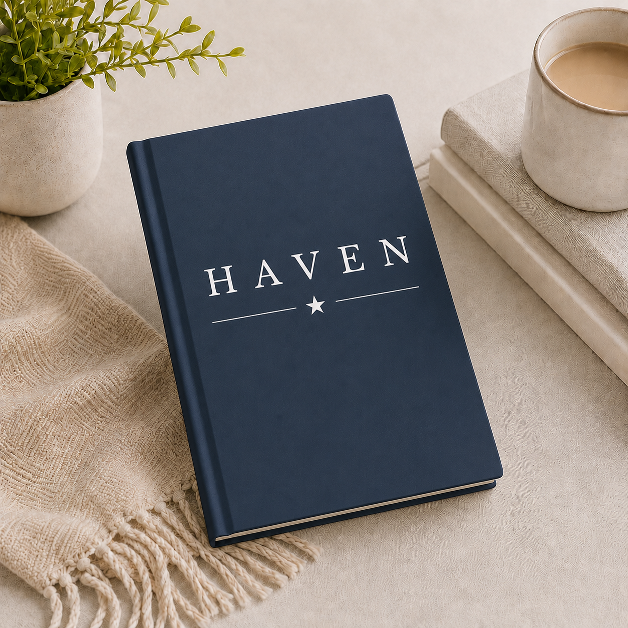 HAVEN™ White on Navy Hardcover Journal