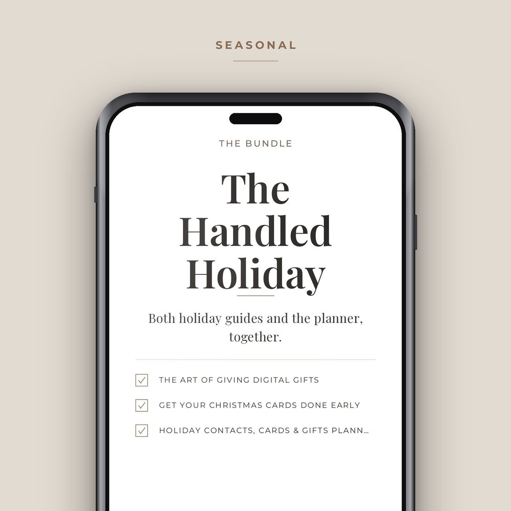 The Handled Holiday on a phone screen, listing its two guides and the planner.