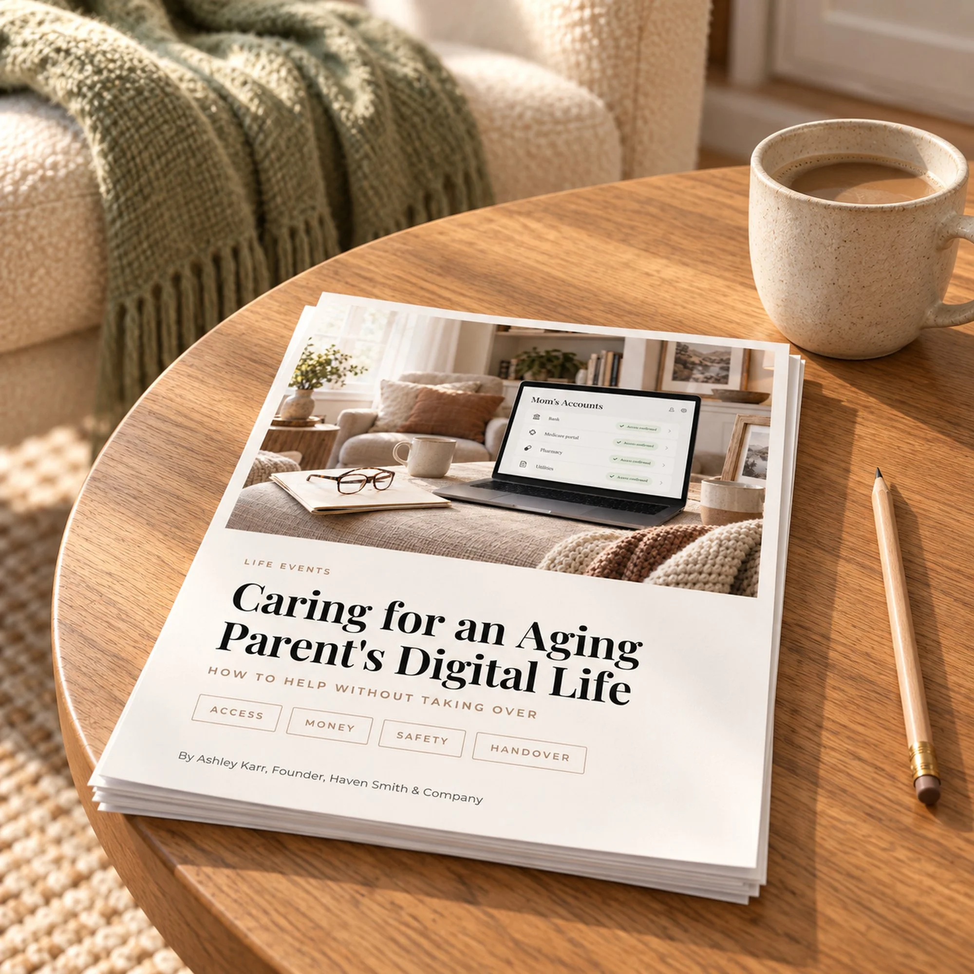 2 The cover of Caring for an Aging Parents Digital Life, on a table in daylight.jpg