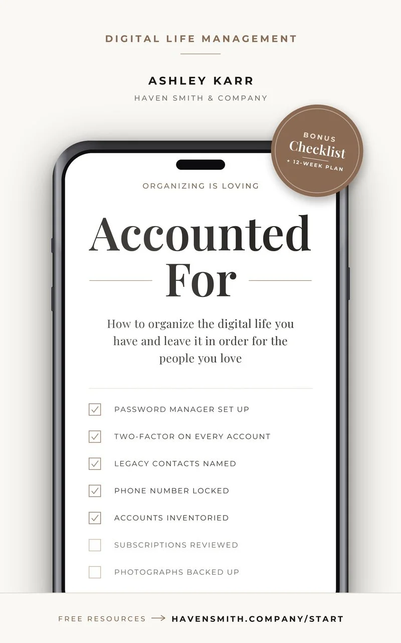 The cover of Accounted For, a book about organizing your digital life