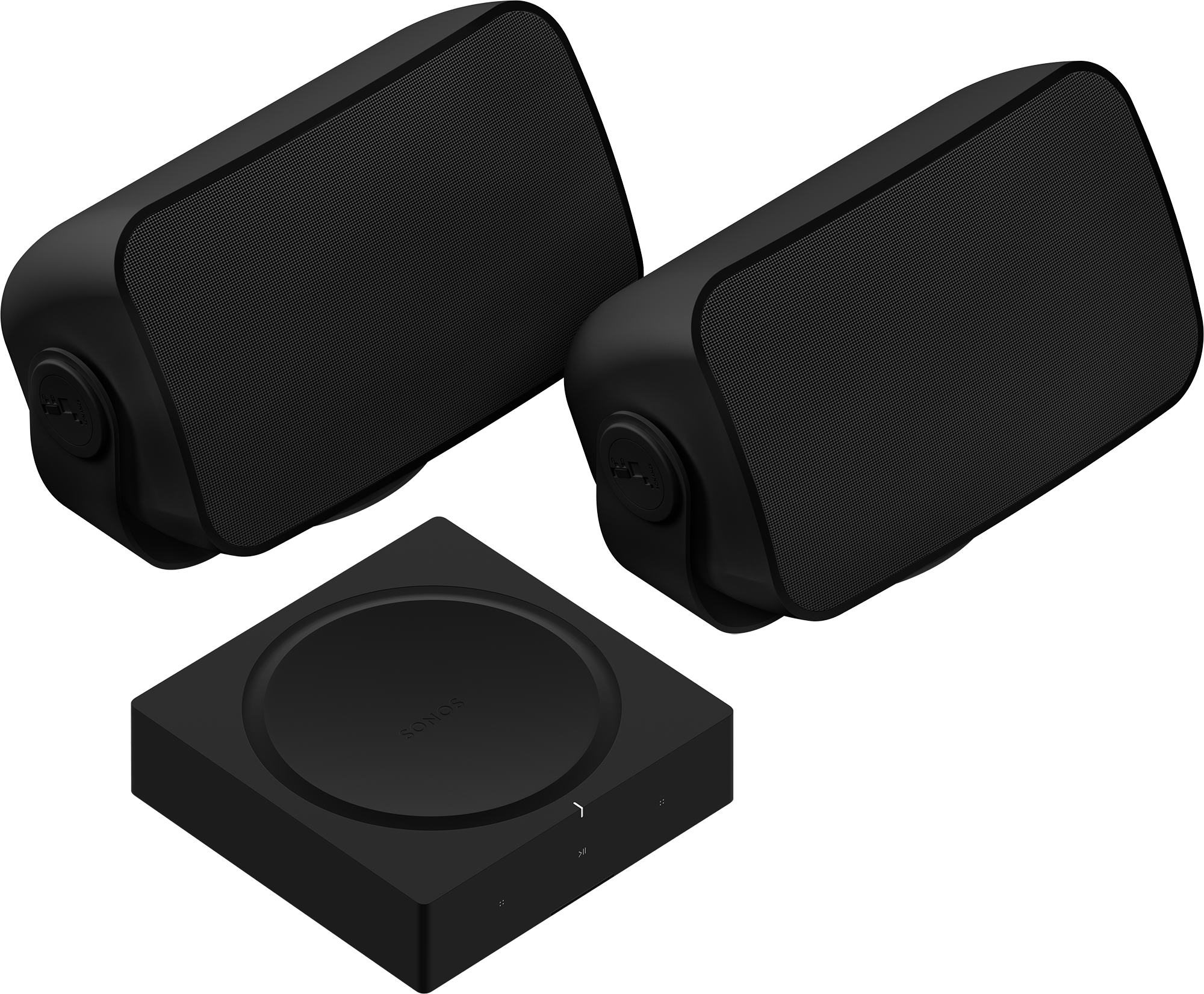 Sonos White Outdoor Speakers Pair with Amp Bundle - Black