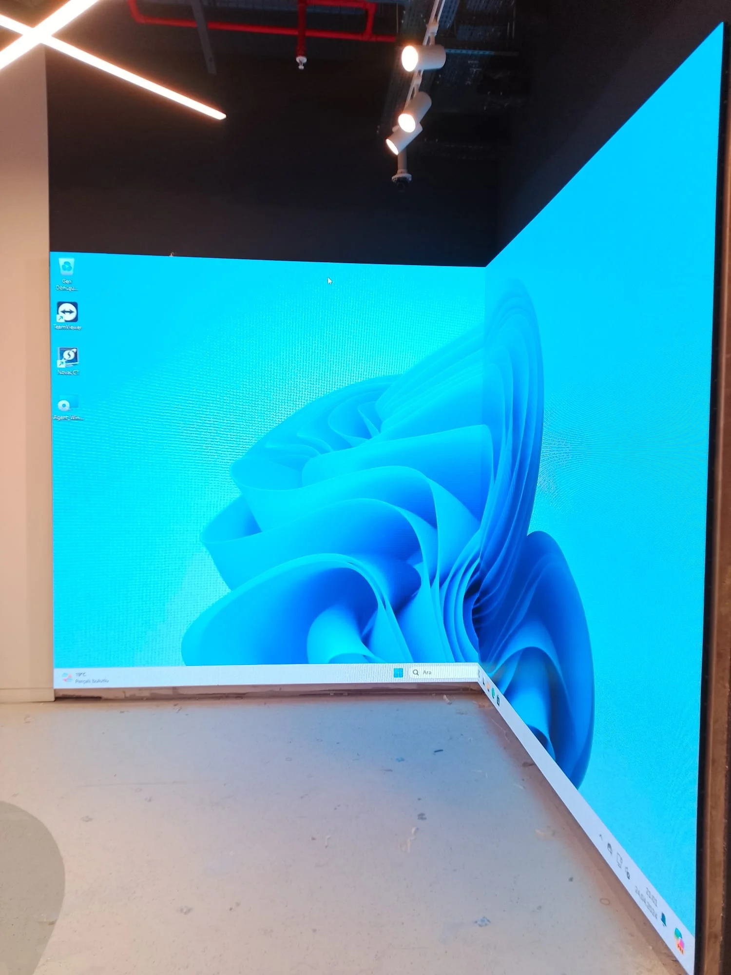 Large LED screen in a retail store.