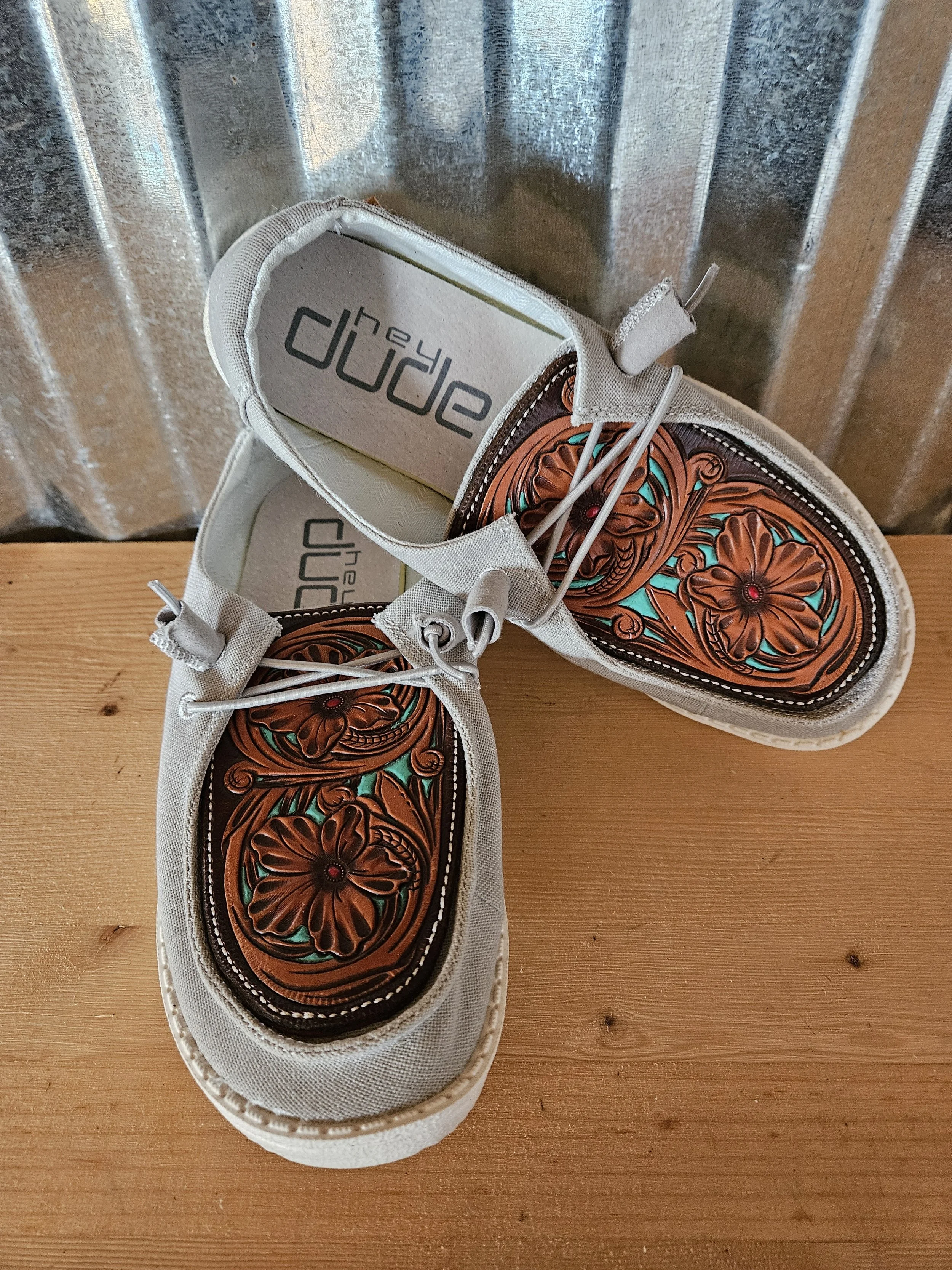 Floral and Light Grey Hey Dudes Women's 7