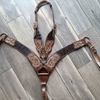 Turquoise and Floral Alligator Tack Set