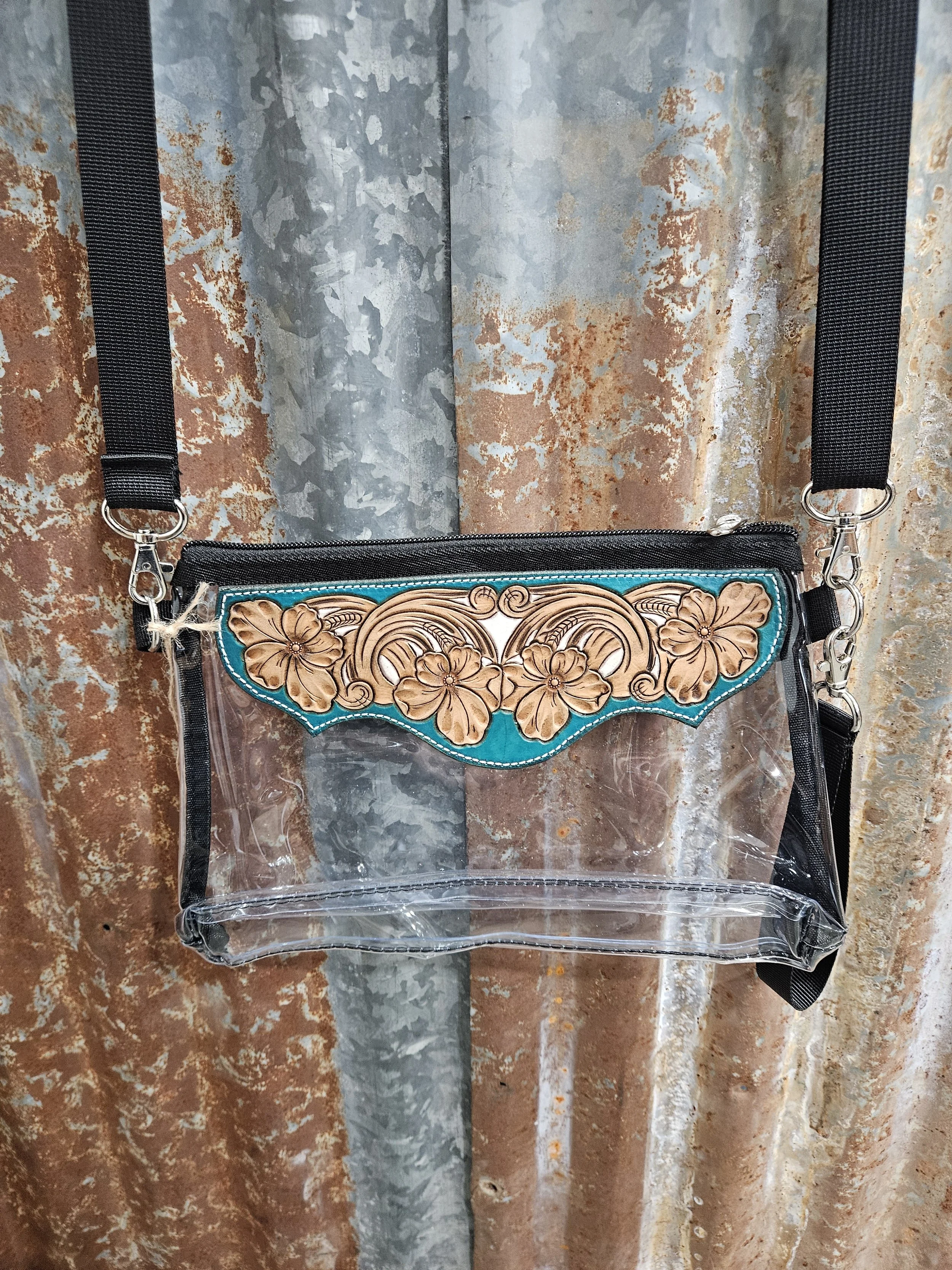 Turquoise and White Clear Purse