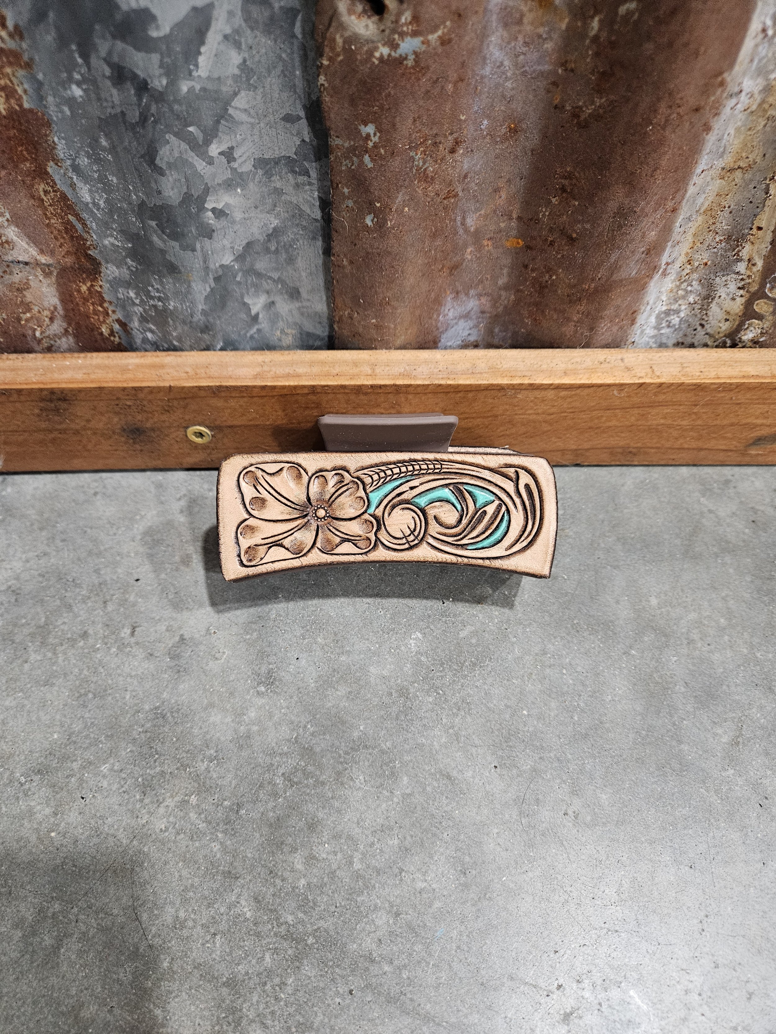 Floral and Dark Brown Hair Claw