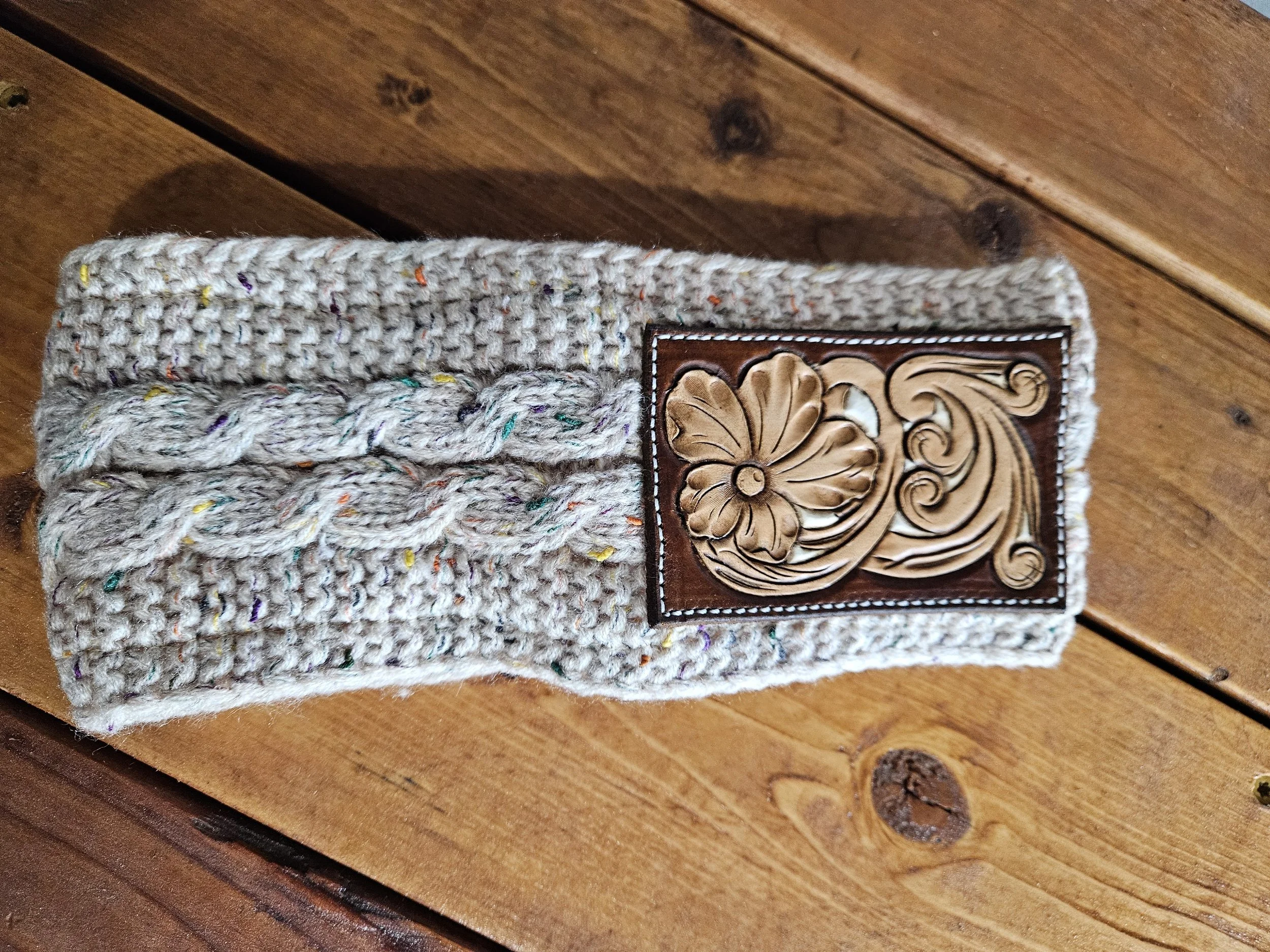 Cream Ear Warmer With Floral Patch