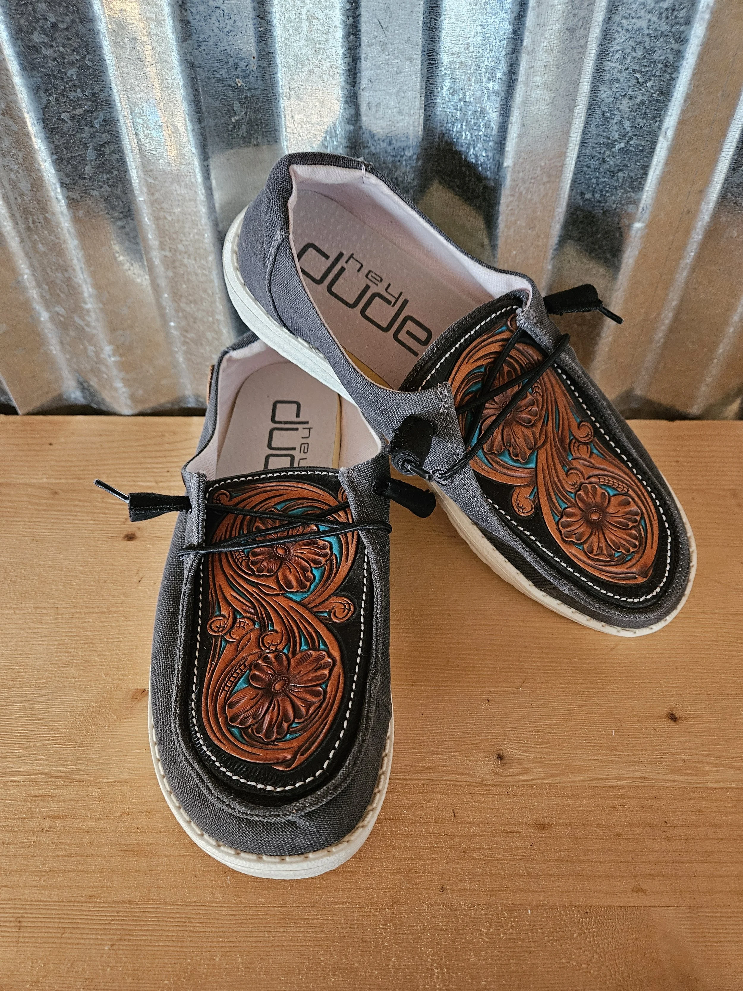 Black and Turquoise Hey Dudes Women's 7