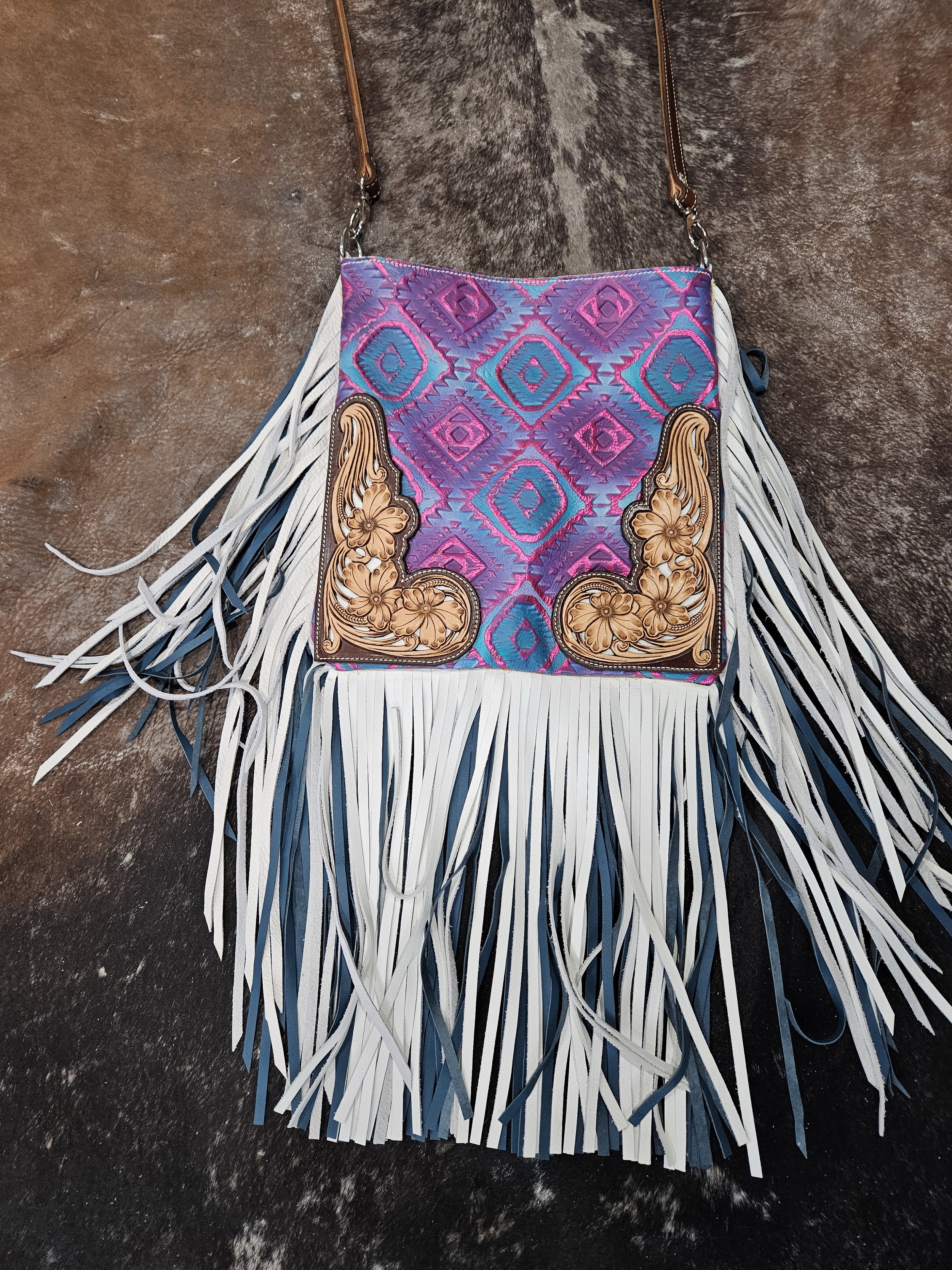 12x12 Aztec Crossbody With Floral Corners