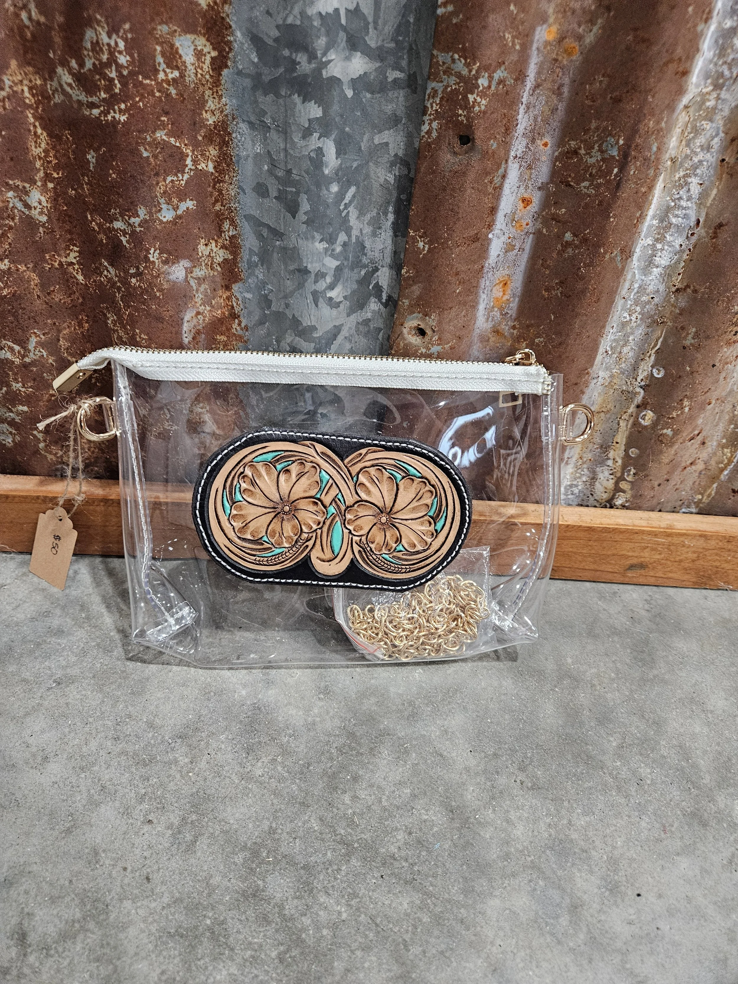 Clear Purse with Tooled Patch