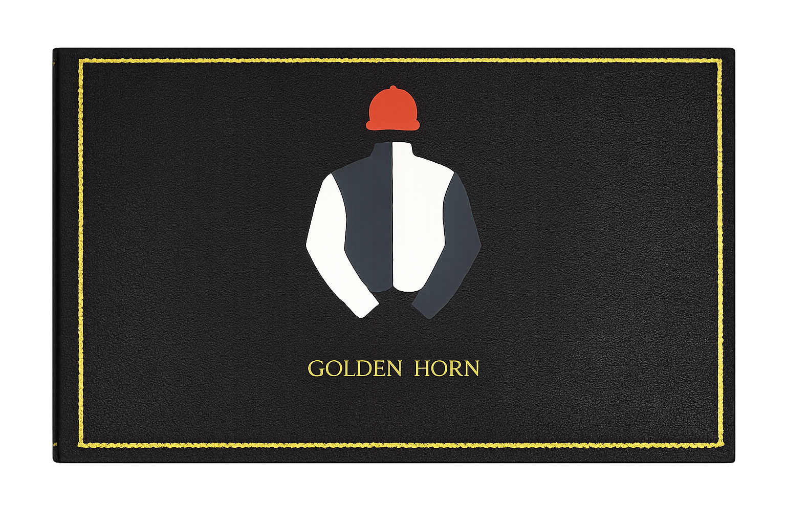 A black box with a minimalist illustration of a person wearing a jacket and a red hat, with the text 'GOLDEN HORN' beneath.
