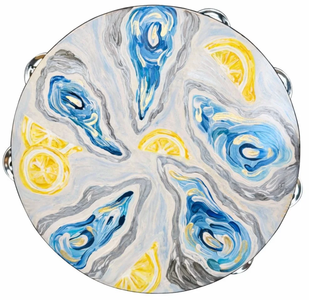"Oyster Blessing", March 2026, Donation to St. John Lutheran Church, Acrylic on Tamburello