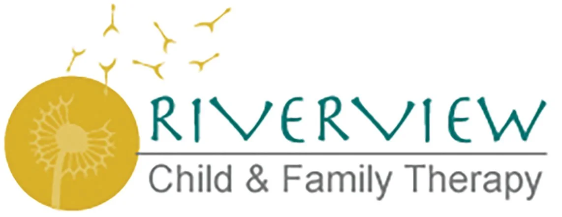 Logo for Riverview Child & Family Therapy featuring a yellow tree with birds flying above