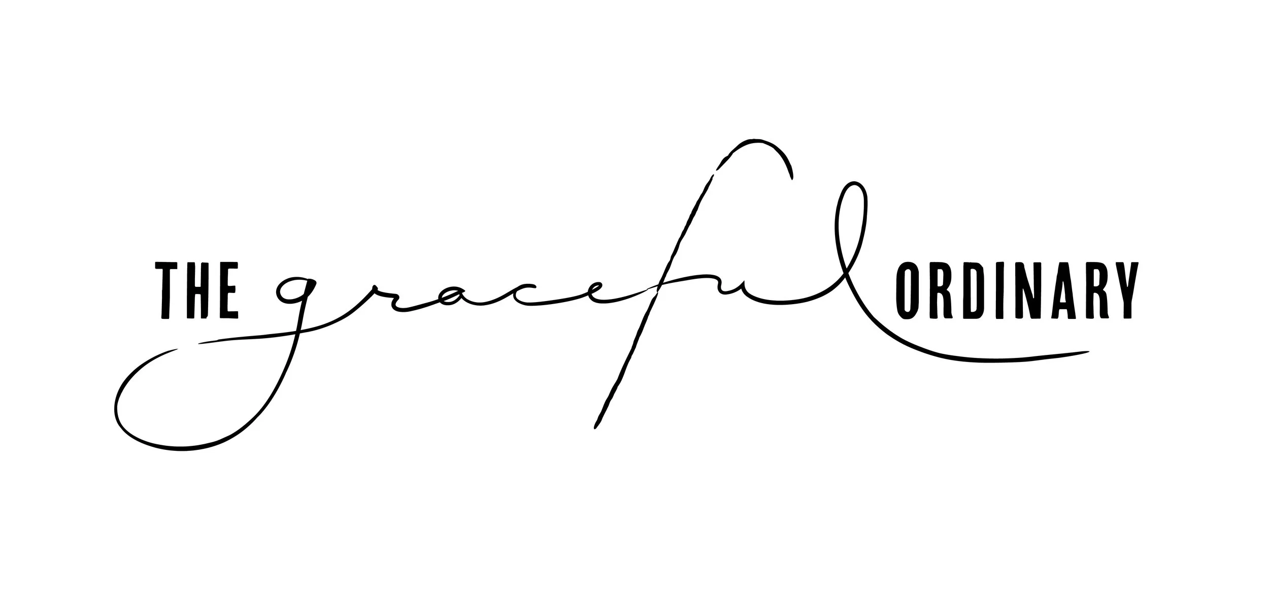 The phrase "The Graceful Ordinary" written in a mix of bold and cursive black fonts on a white background.