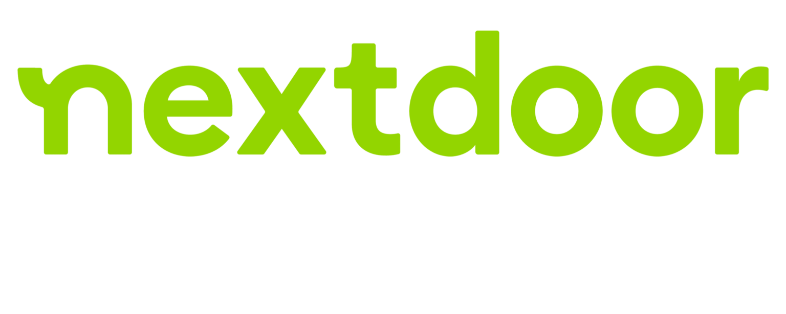 Nextdoor logo with the word nextdoor in green lowercase letters.