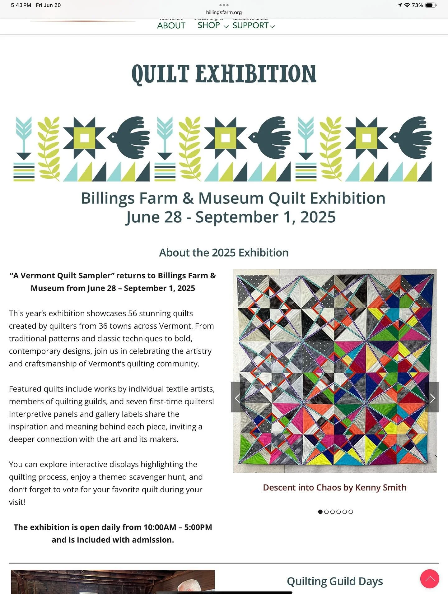 🔥 Pretty stoked to see Descent into Chaos featured as the lead promo image for this year&rsquo;s Vermont Quilt Sampler Exhibition at Billings Farm &amp; Museum! 🔥

Even cooler? This makes two years in a row one of my quilts has been chosen to repre