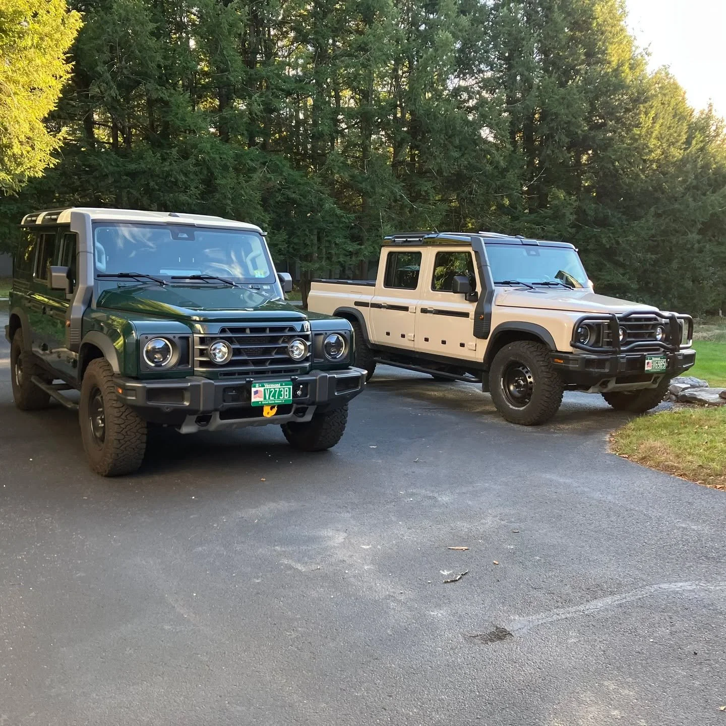 Two Ineos Grenadiers. Two personalities. One mission: go where the pavement ends.