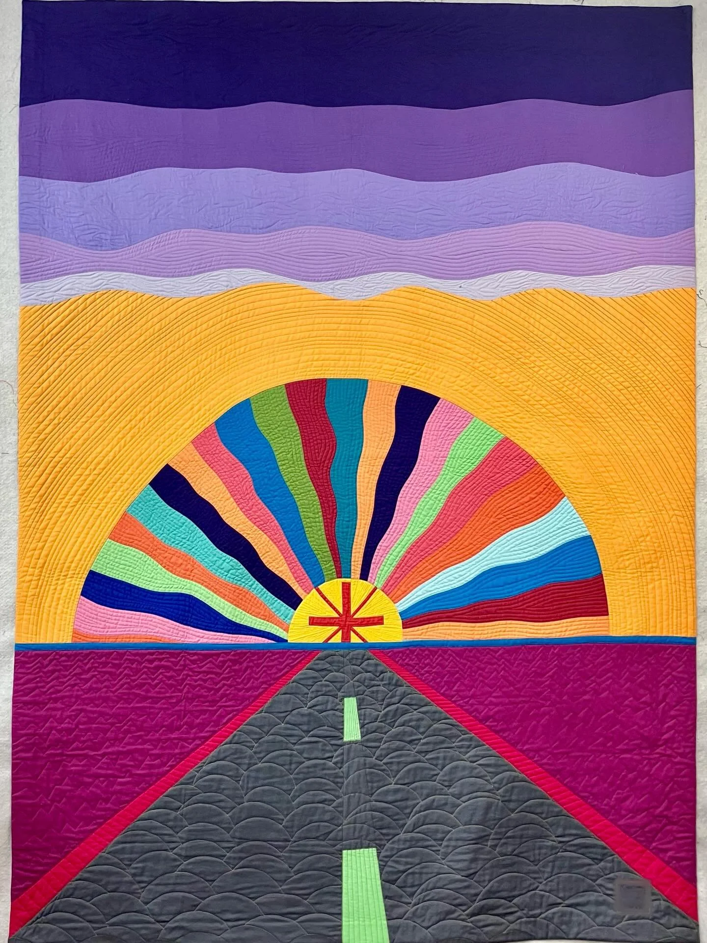 Excited to share that my quilt Drive into the Sunset was accepted into the Vermont Quilt Sampler at Billings Farm &amp; Museum, on view June 27 through September 7, 2026. 

This piece began with a sketch and evolved through improvisation as it was be