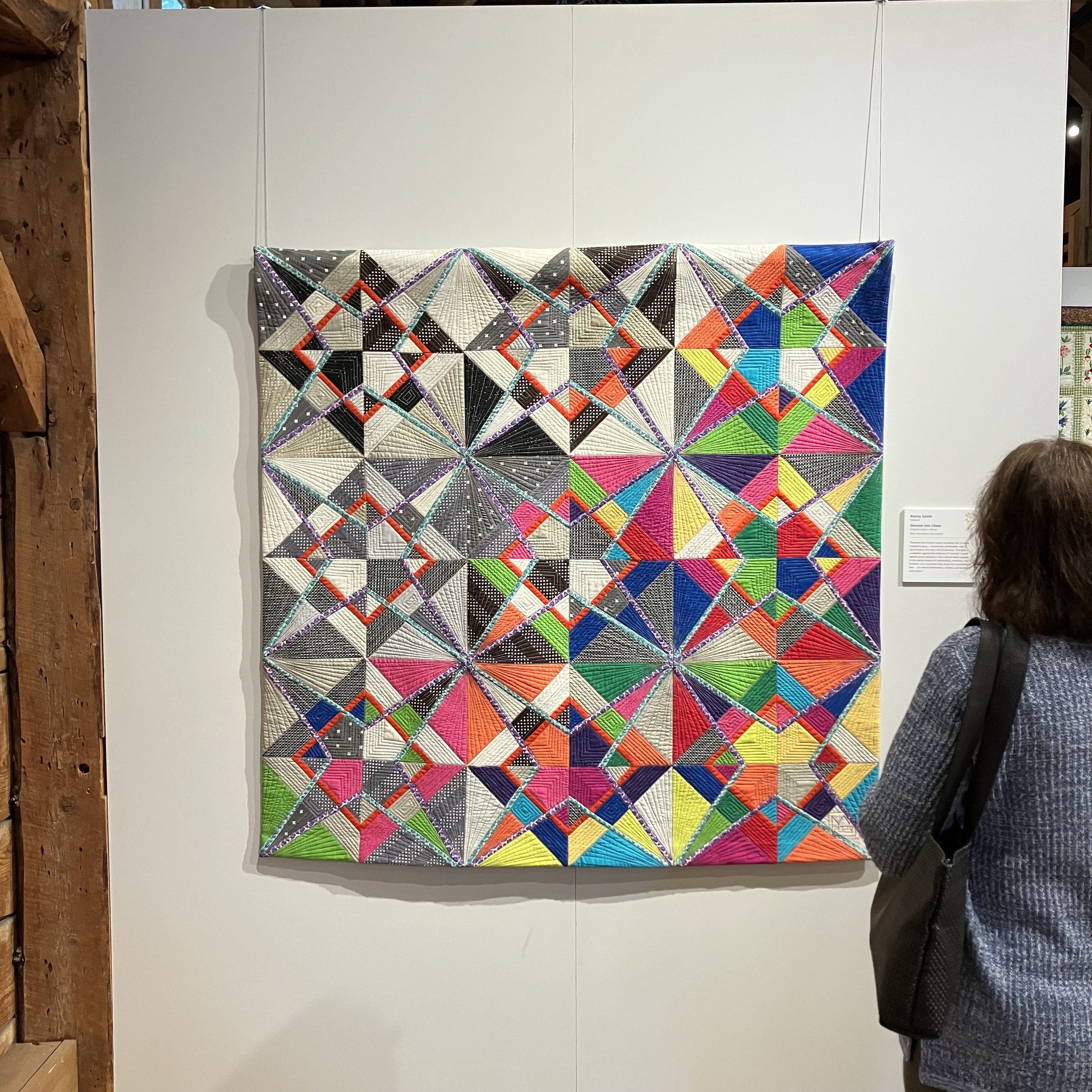 Descent into Chaos on display at Billings Farm & Museum as part of the 2025 Vermont Quilt Sampler exhibition.