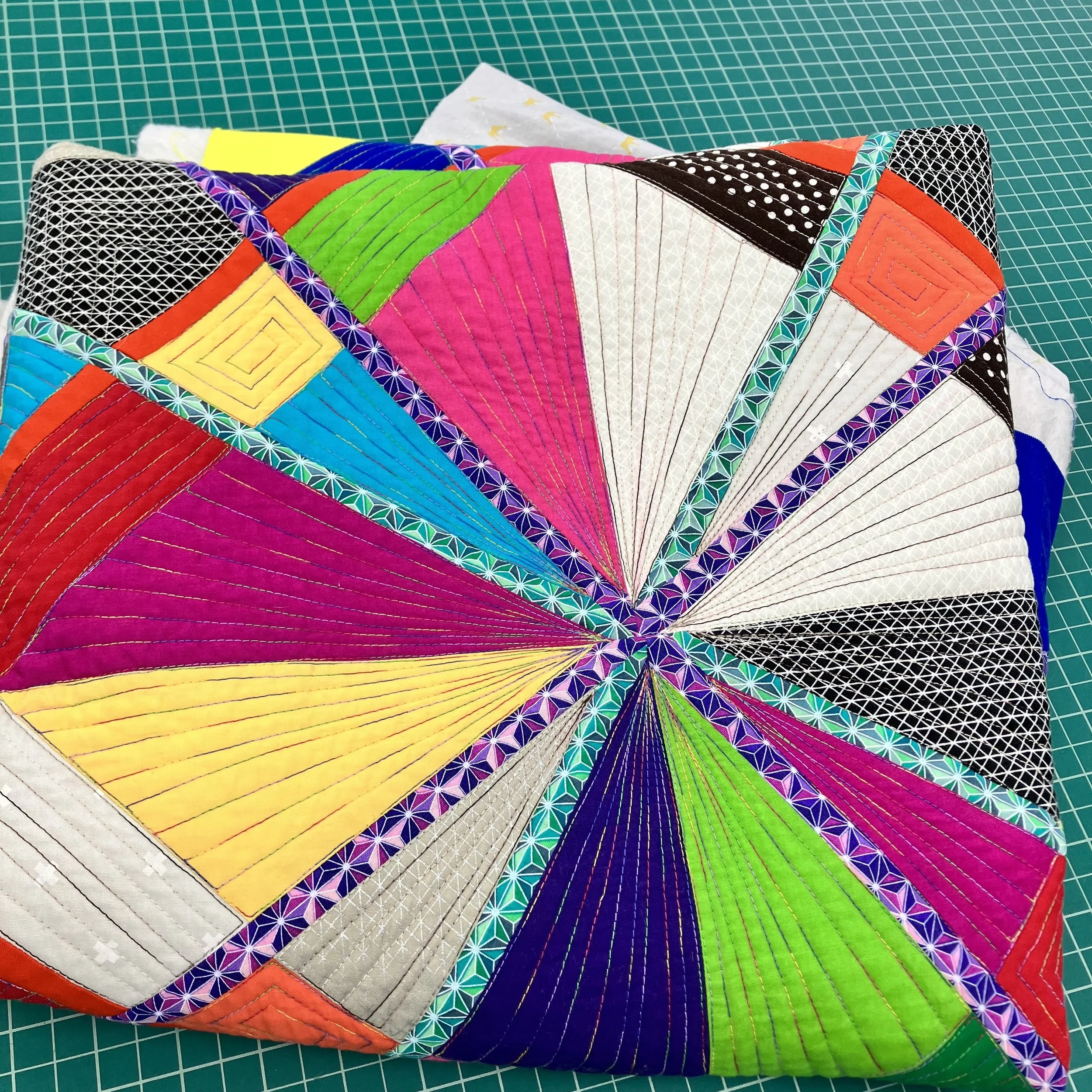 Close-up detail of the quilting in Descent into Chaos.