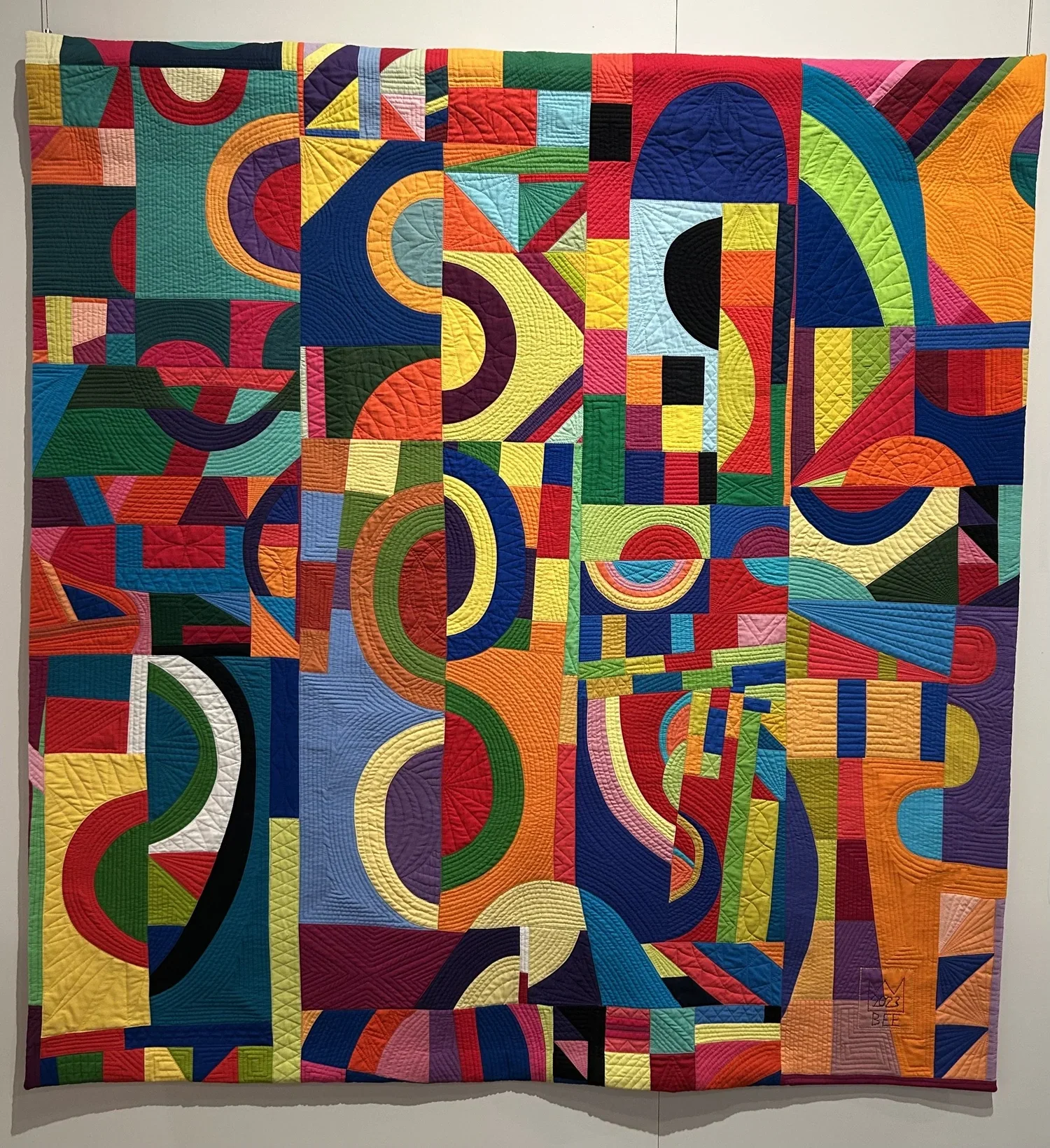Finished quilt hanging
