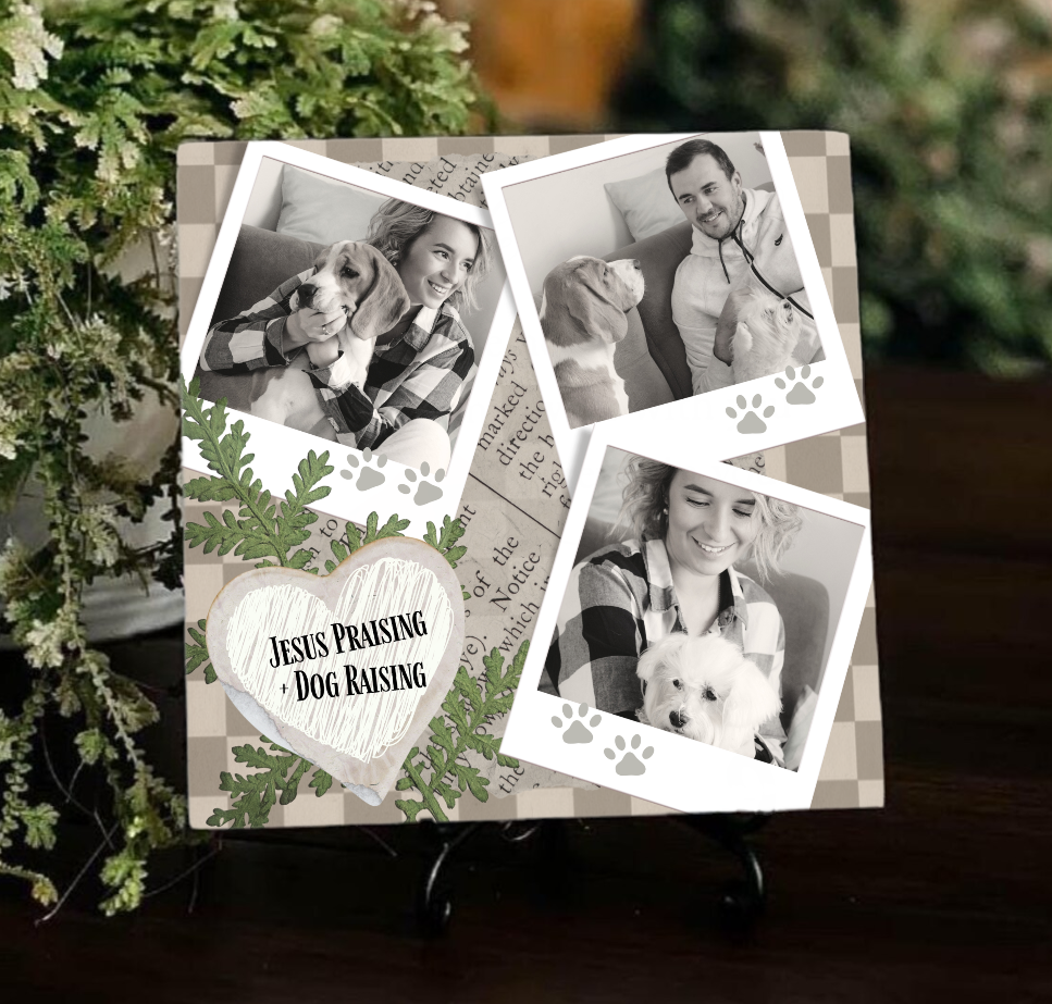 Jesus Praising + Dog Raising | Personalized 6x6 Ceramic Photo Tile