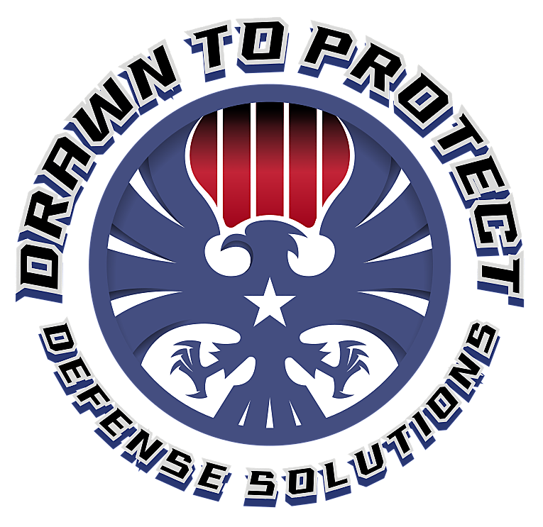 Emblem with a stylized eagle, star, and red, white, and blue colors, surrounded by the text 'DOWNTOWN TO PROTECT' and 'DEFENSE SOLUTIONS'.