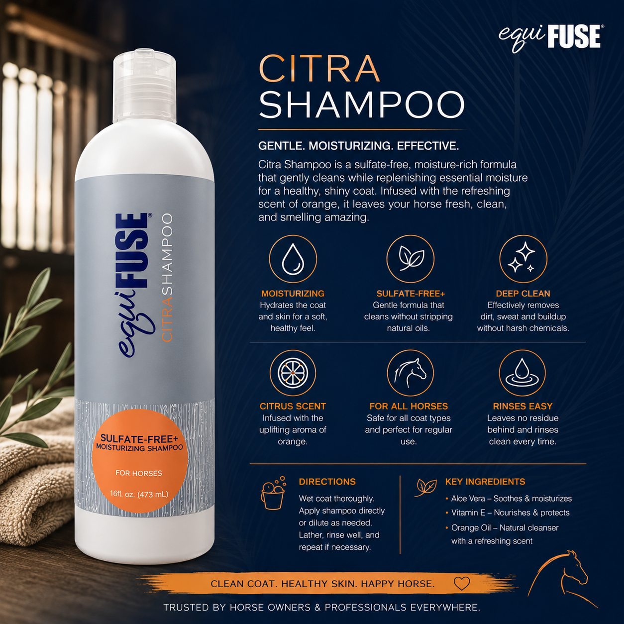 CitraShampoo™ Sulfate Free + Foaming Horse Shampoo 16 oz