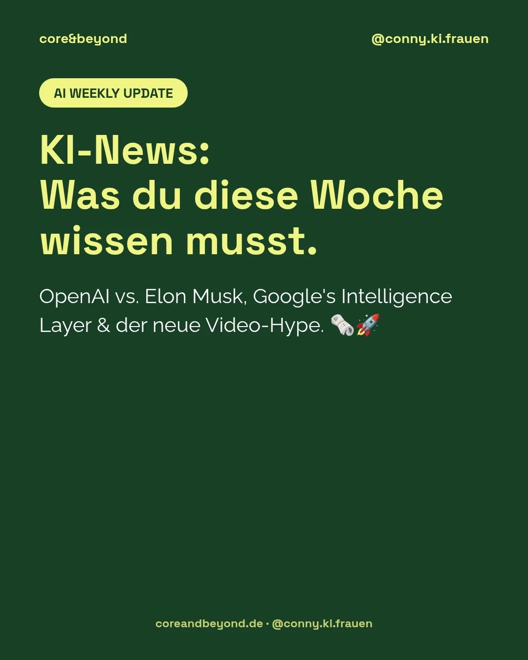KI-News der Woche: Was du jetzt wissen musst! 🗞️🚀👇

Die KI-Welt schl&auml;ft nie &mdash; und damit du den &Uuml;berblick beh&auml;ltst, gibt es ab jetzt mein w&ouml;chentliches Update. Hier sind die Details zu den News auf den Slides:

⚖️ OpenAI v