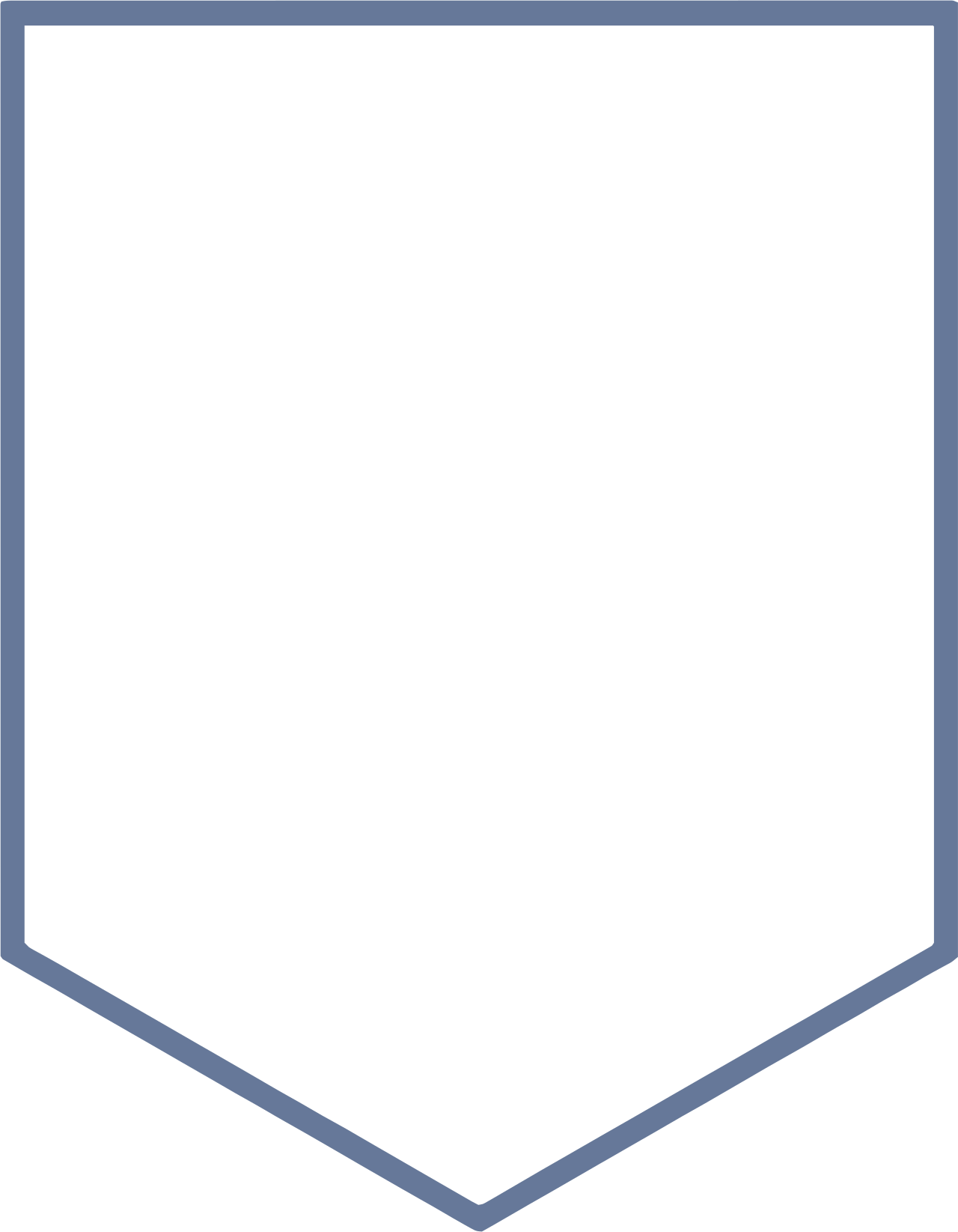 Black shield with an upward pointing arrow inside it.