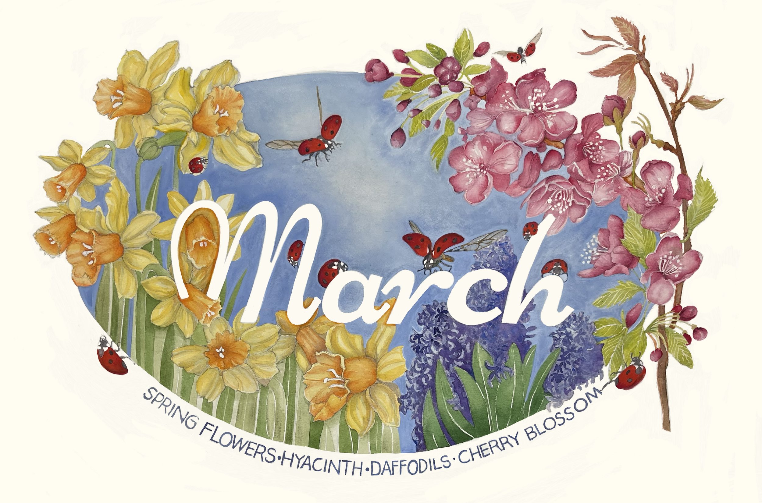 March in Bloom 2024 ~ 24in x 18in watercolour on paper. 