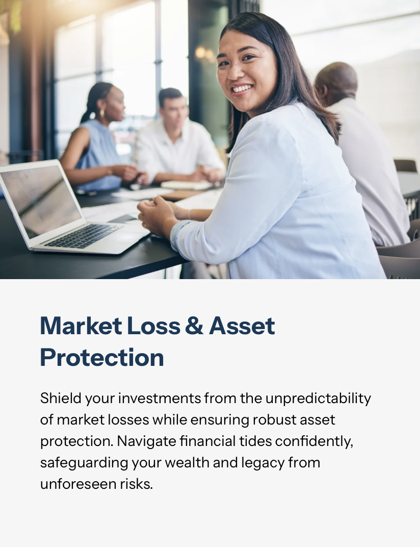 A diverse group of people in a professional setting, with a woman smiling at the camera seated at a conference table with a laptop, in a modern office environment with large windows.