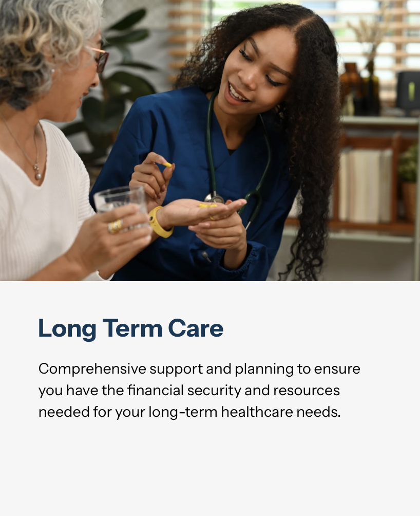 A healthcare professional, a young woman wearing blue scrubs and a stethoscope, assisting an older woman with white hair who is holding a glass of water. They are in a well-lit room with bookshelves and plants in the background.