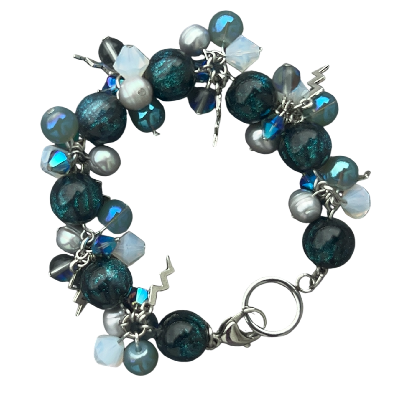 A custom charm bracelet made by Pseudocoelomate.