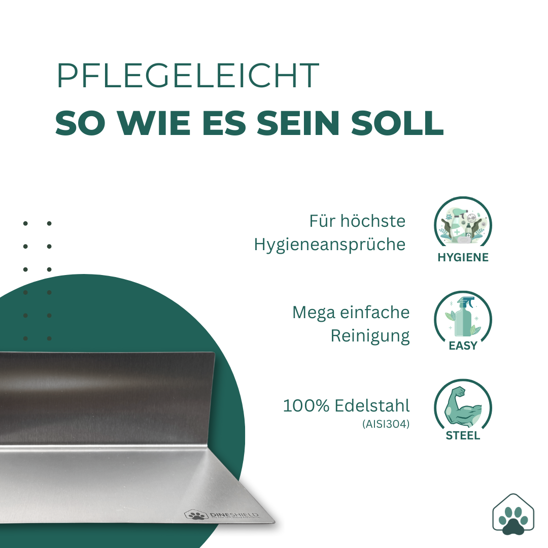 DineShield pflegeleicht reinigen: Edelstahl-Napfunterlage hygienisch sauber – einfache Reinigung im Alltag