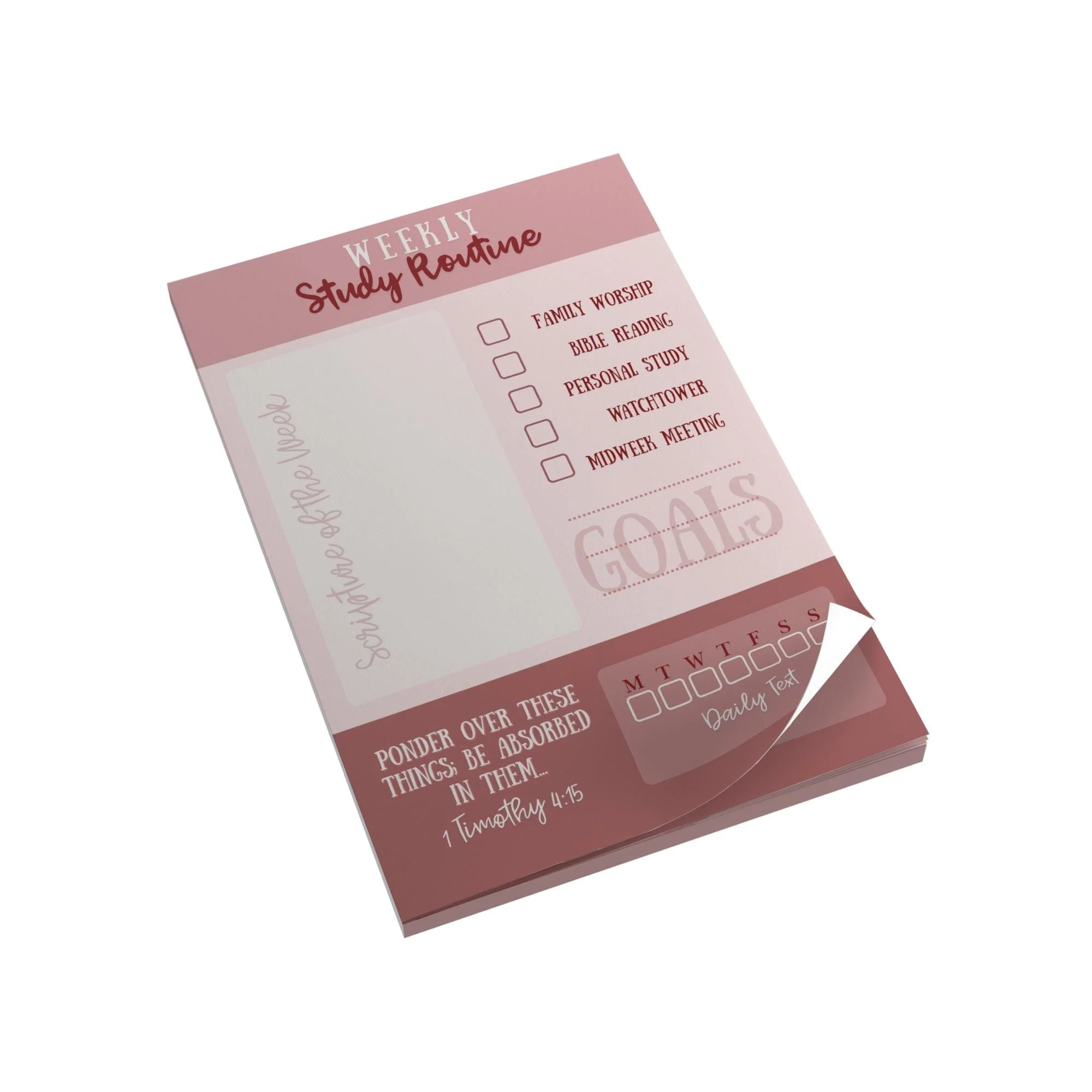 Pioneer Spiritual Routine Notepad | Weekly Goals Tracker