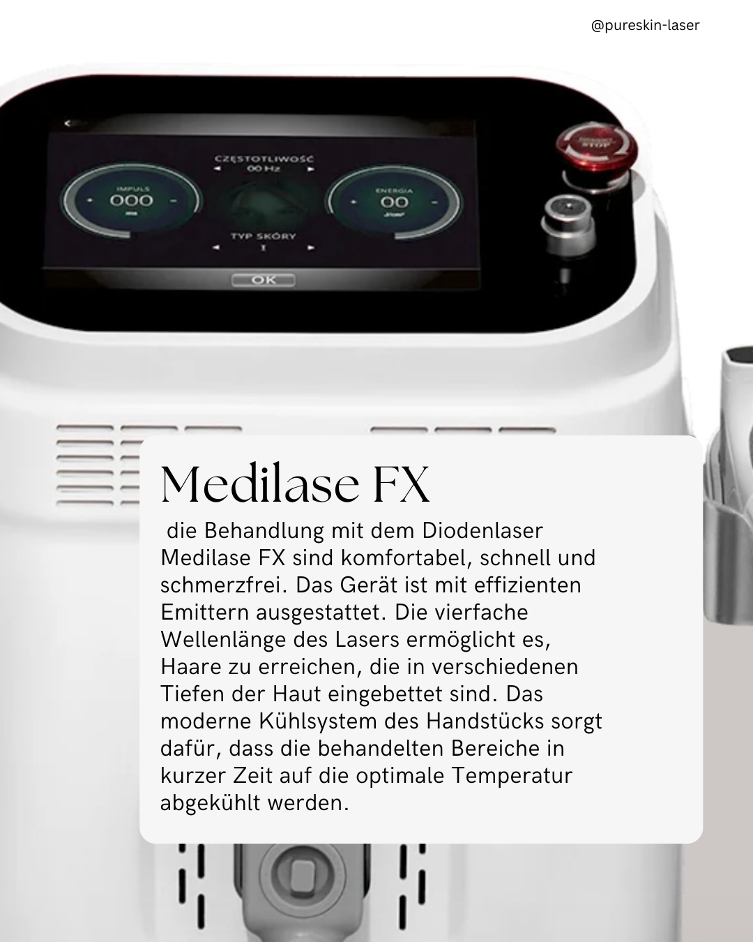 Ein medizinisches Gerät namens Medlase FX, das für die Behandlung mit einem Diodenlaser verwendet wird.