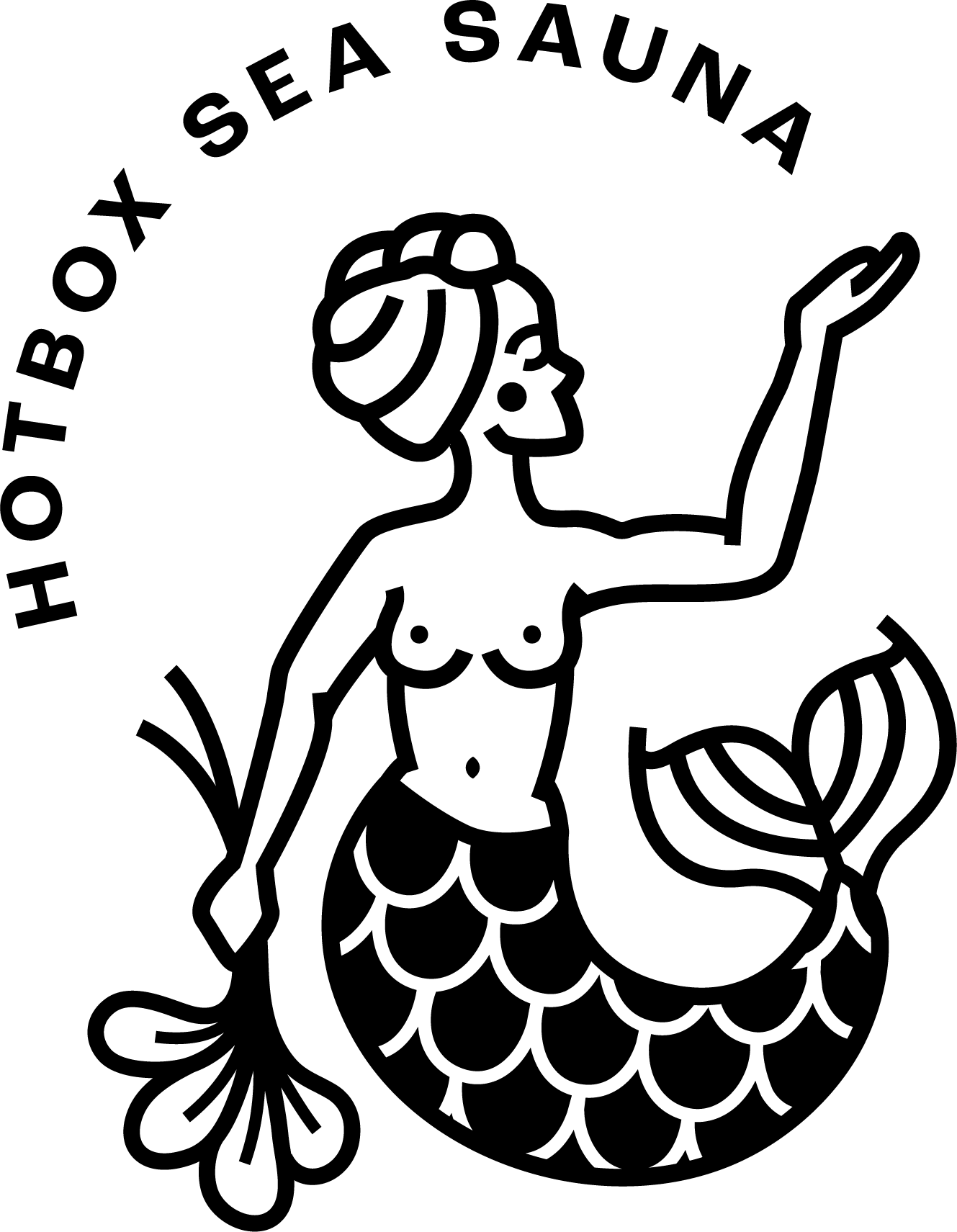 Mermaid with Hotbox sea sauna logo