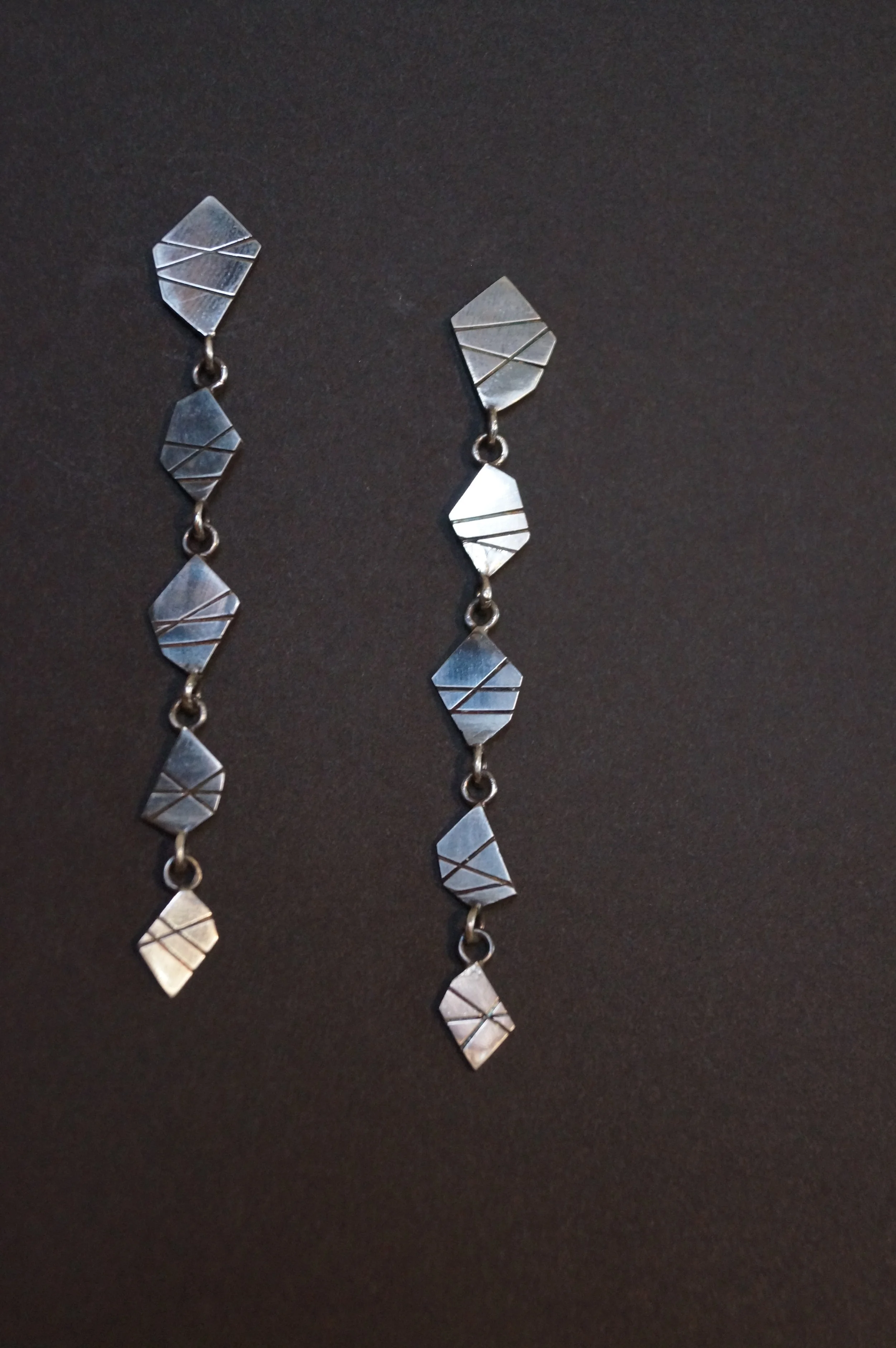 3" Long Sterling Silver Wild Rune Dangling Post Earrings